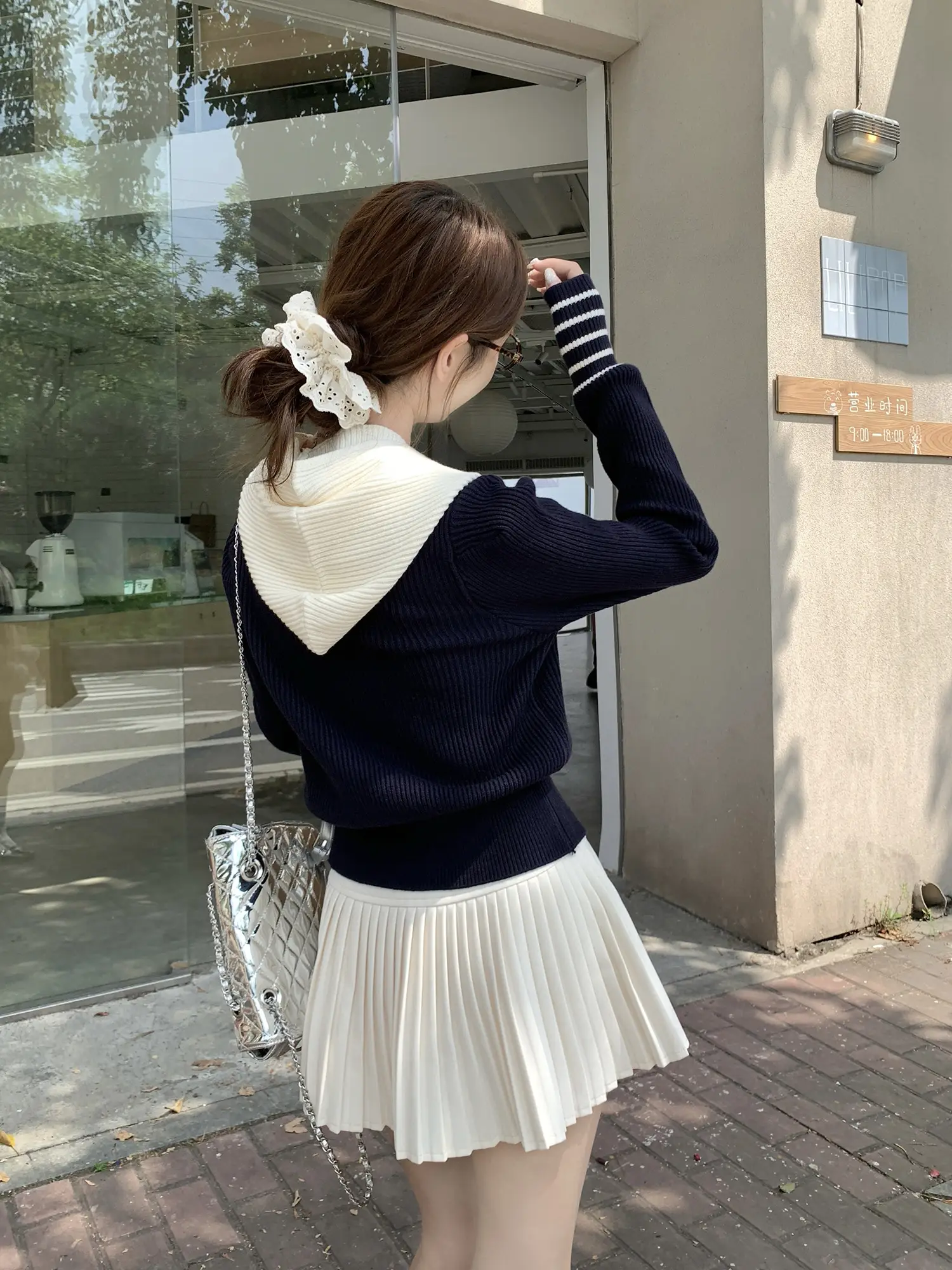 러블리 배색 볼 가디건 상세 이미지 6