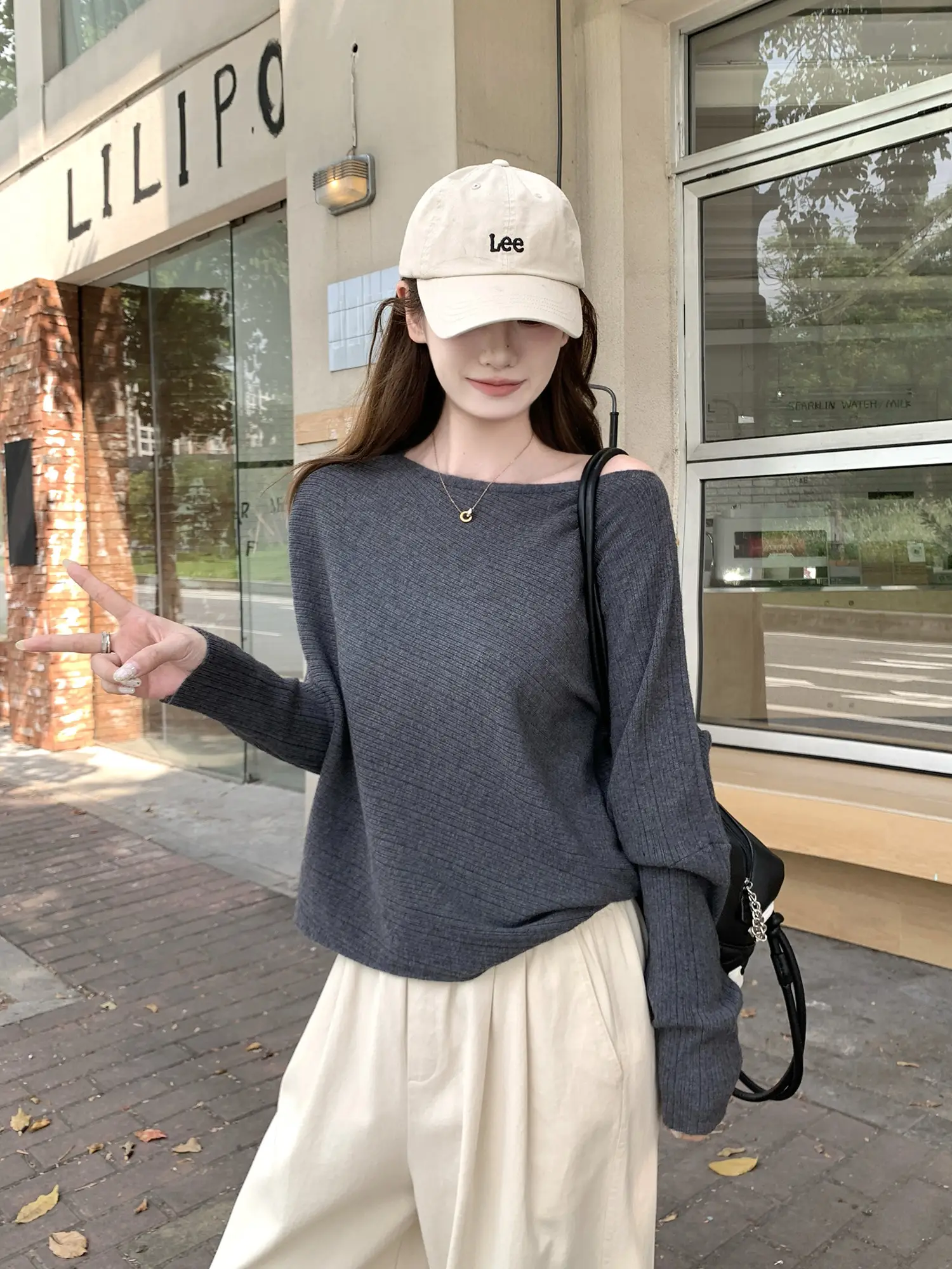 부정형 주름 니트 긴소매 상세 이미지 6