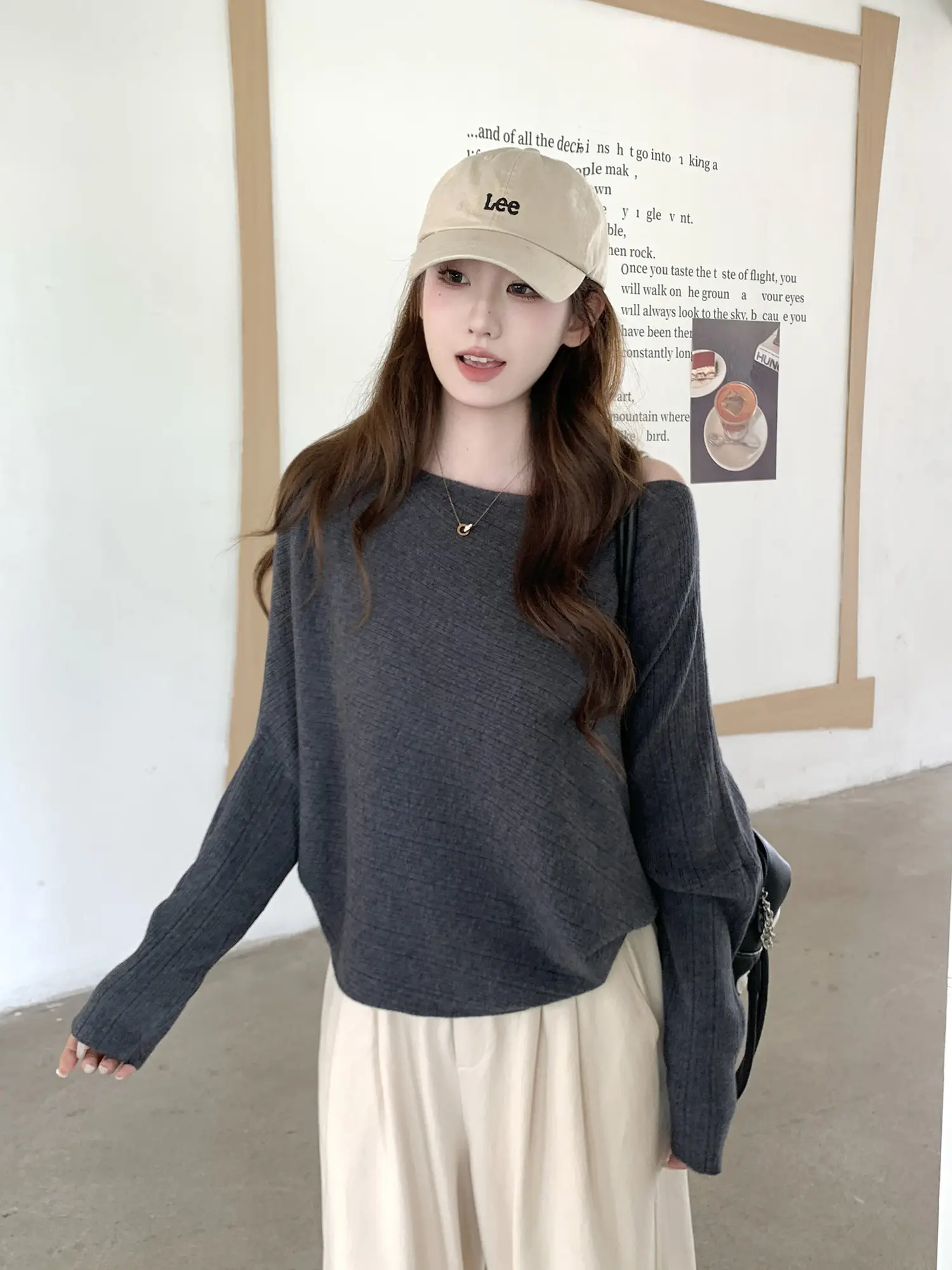 부정형 주름 니트 긴소매 상세 이미지 12