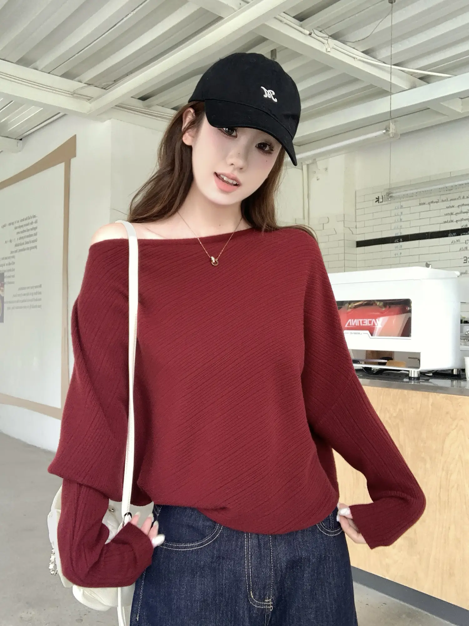 부정형 주름 니트 긴소매 상세 이미지 16