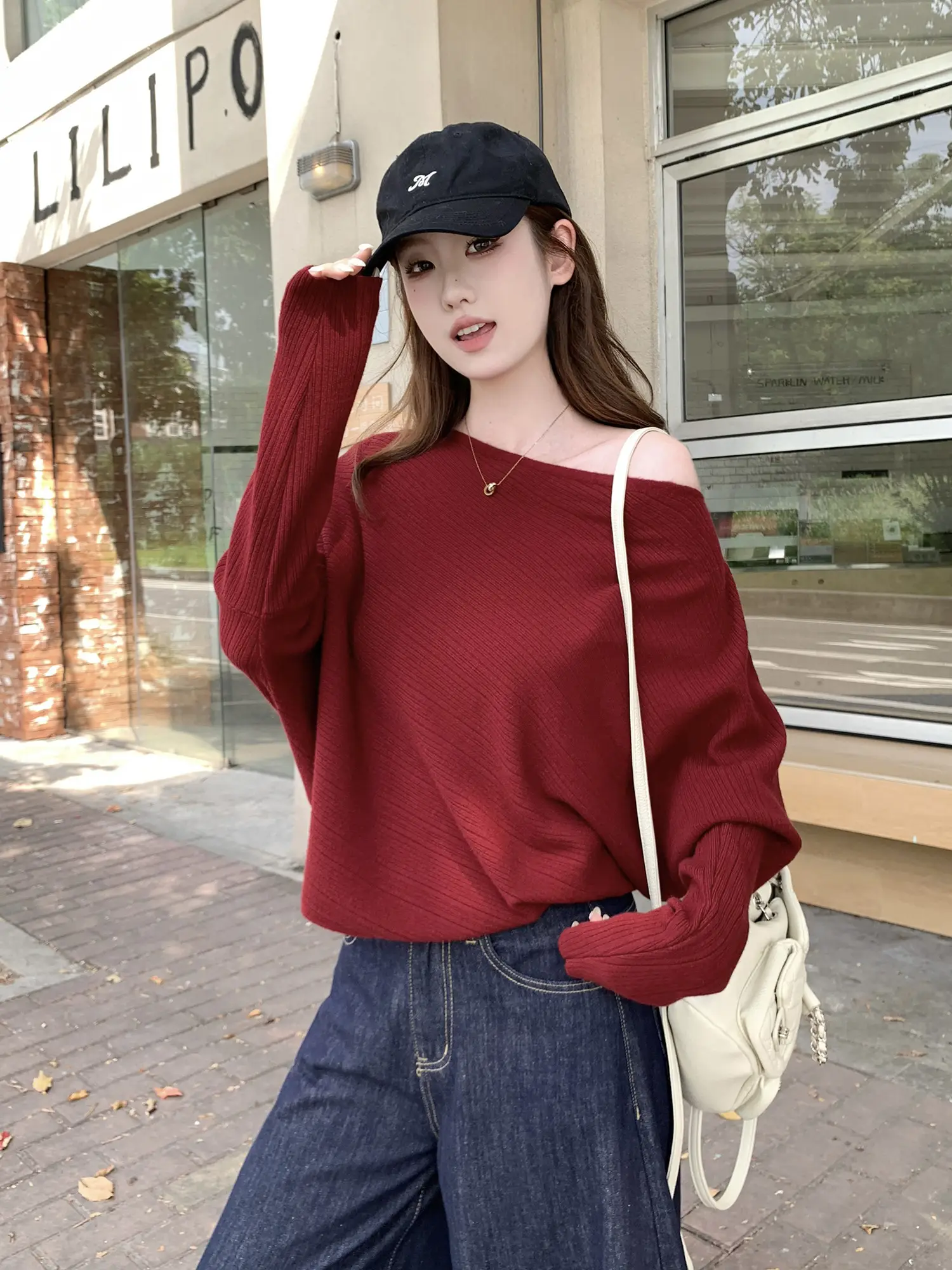 부정형 주름 니트 긴소매 상세 이미지 18