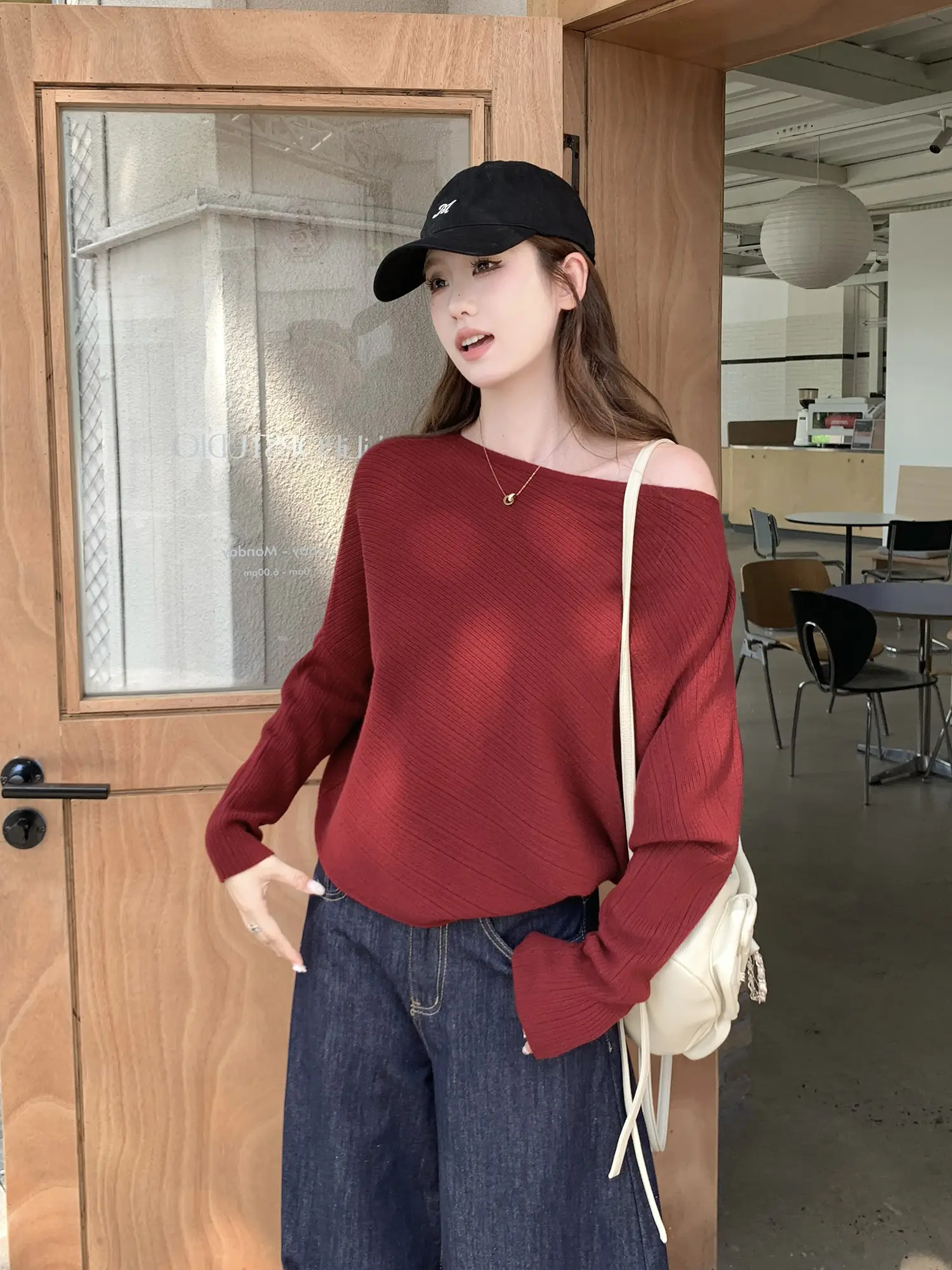 부정형 주름 니트 긴소매 상세 이미지 19