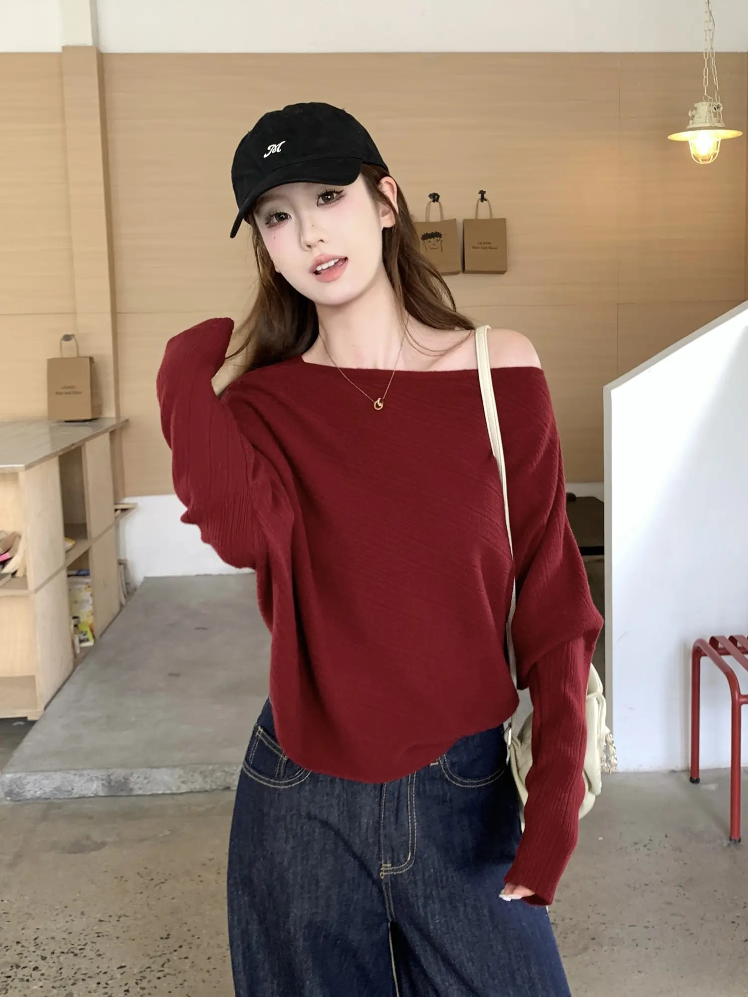 부정형 주름 니트 긴소매 상세 이미지 21