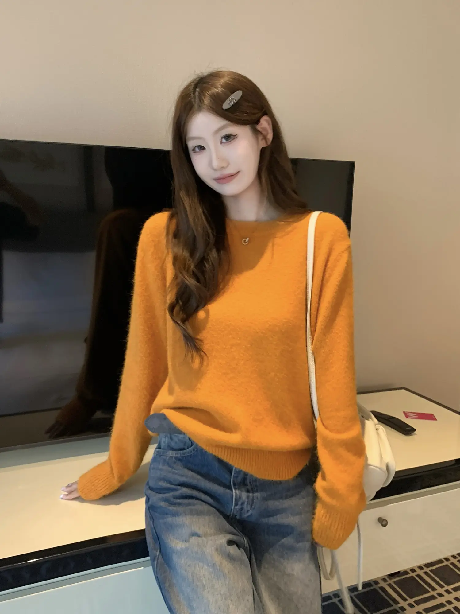 오렌지 니트 상세 이미지 8