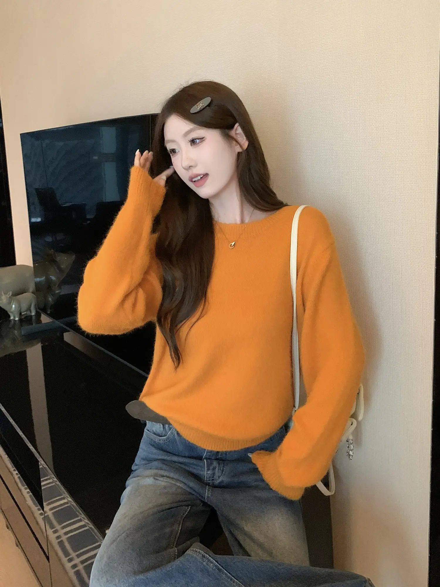 오렌지 니트 상세 이미지 11