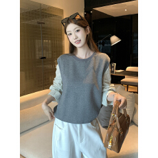 批发<b class='q'>实拍</b>~秋季新宽松韩系条纹假两件<b class='q'>衬衫</b>女