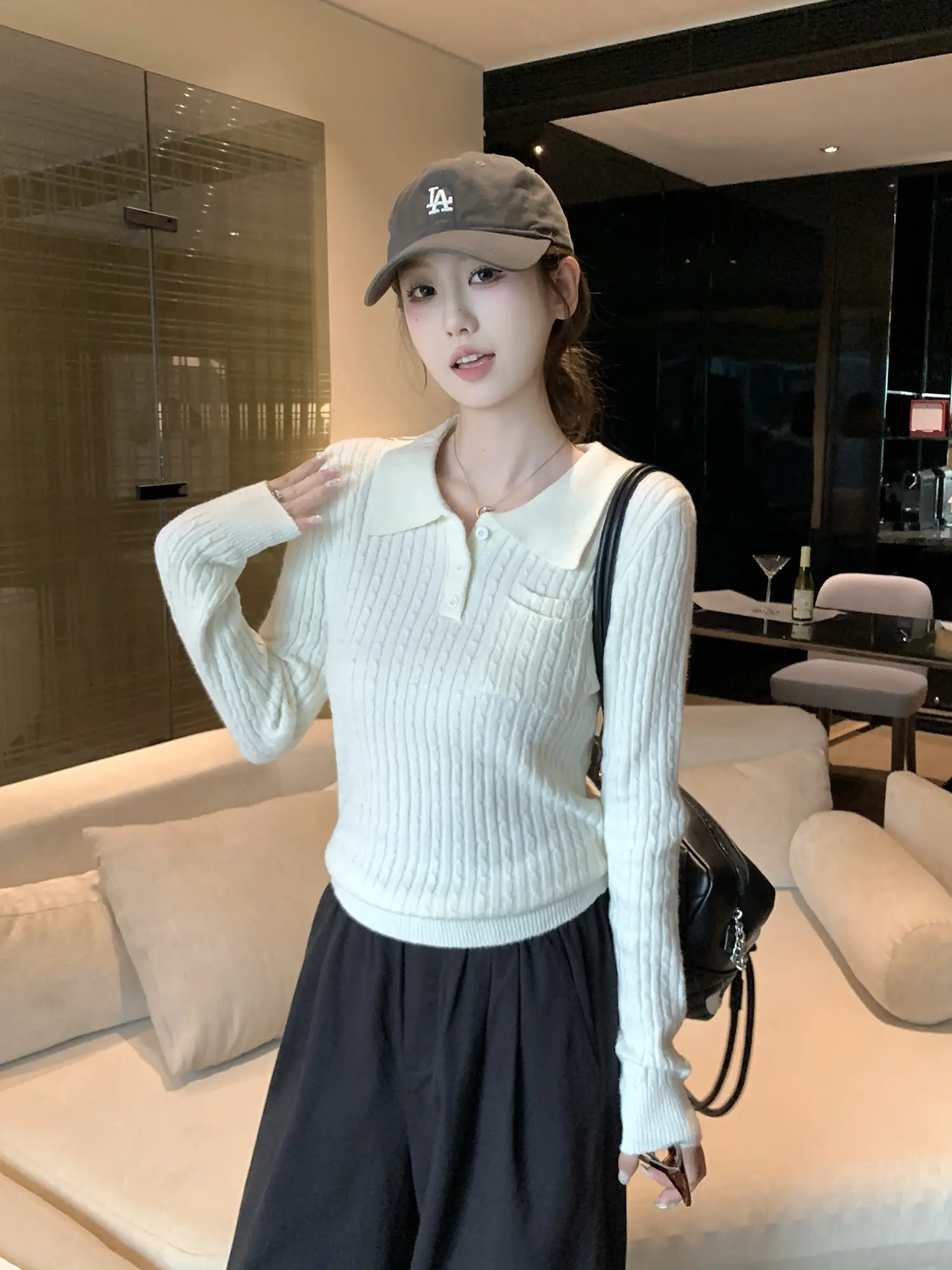 폴드 칼라 니트 이너 상세 이미지 18