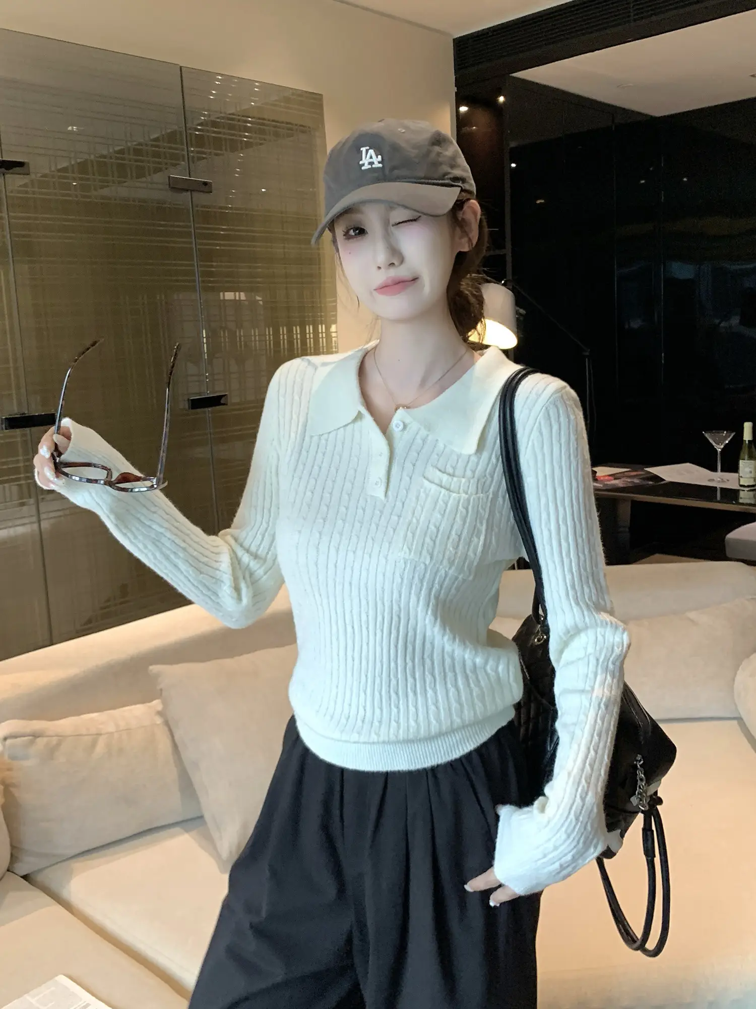 폴드 칼라 니트 이너 상세 이미지 19