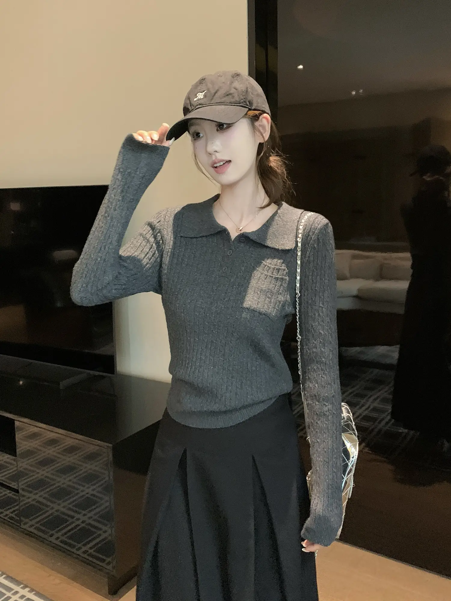 폴드 칼라 니트 이너 상세 이미지 26