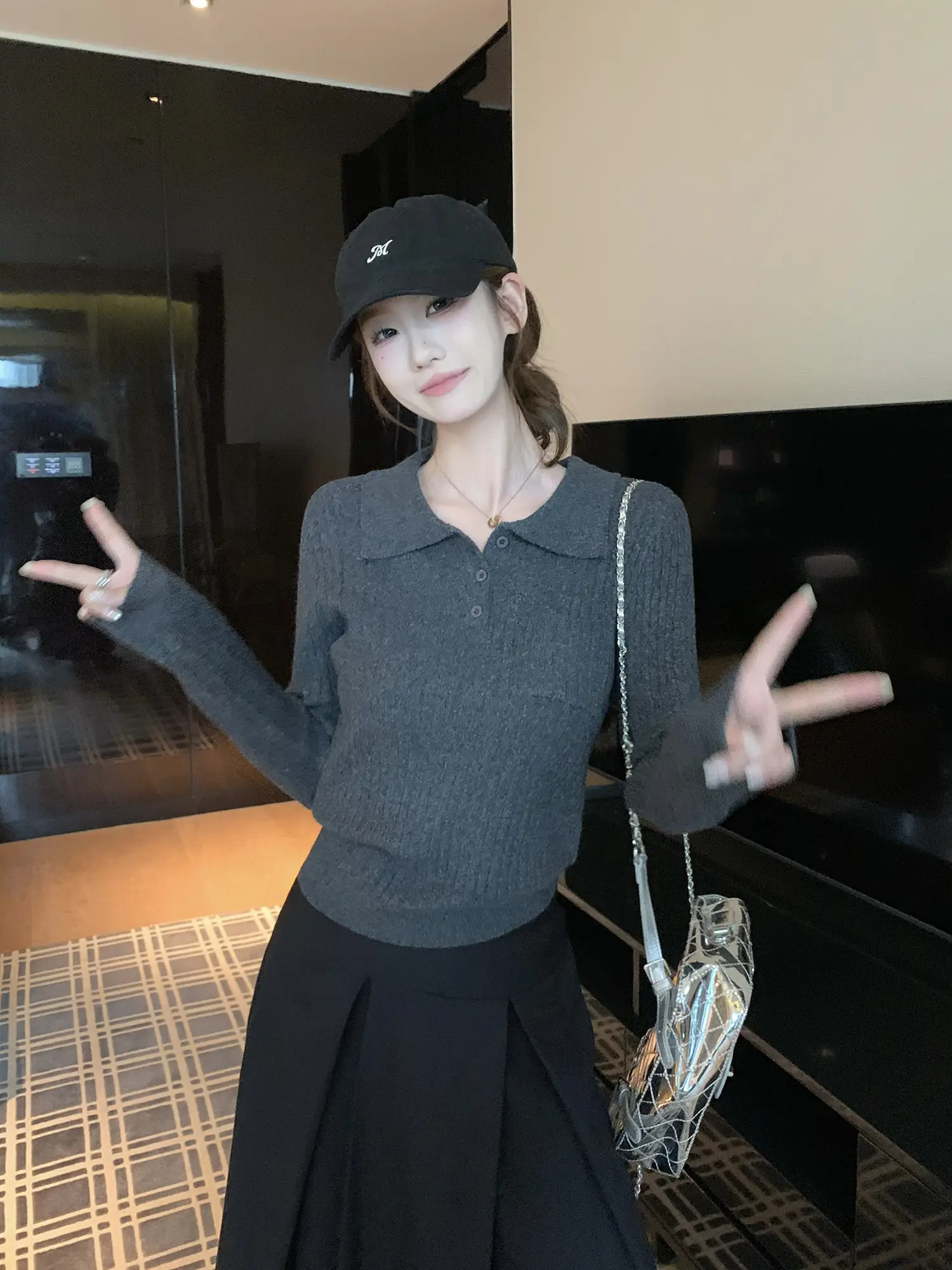 폴드 칼라 니트 이너 상세 이미지 28