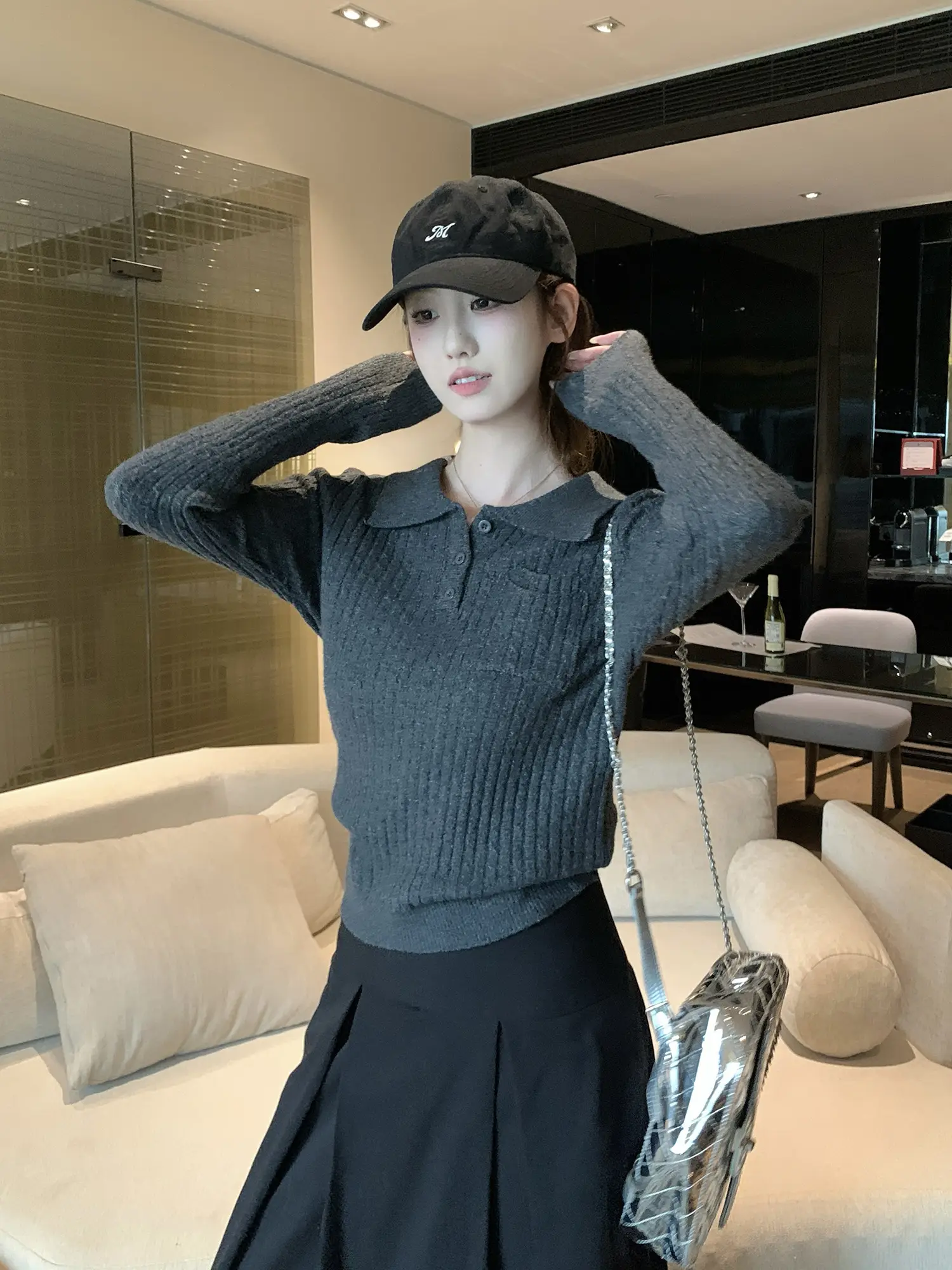 폴드 칼라 니트 이너 상세 이미지 30