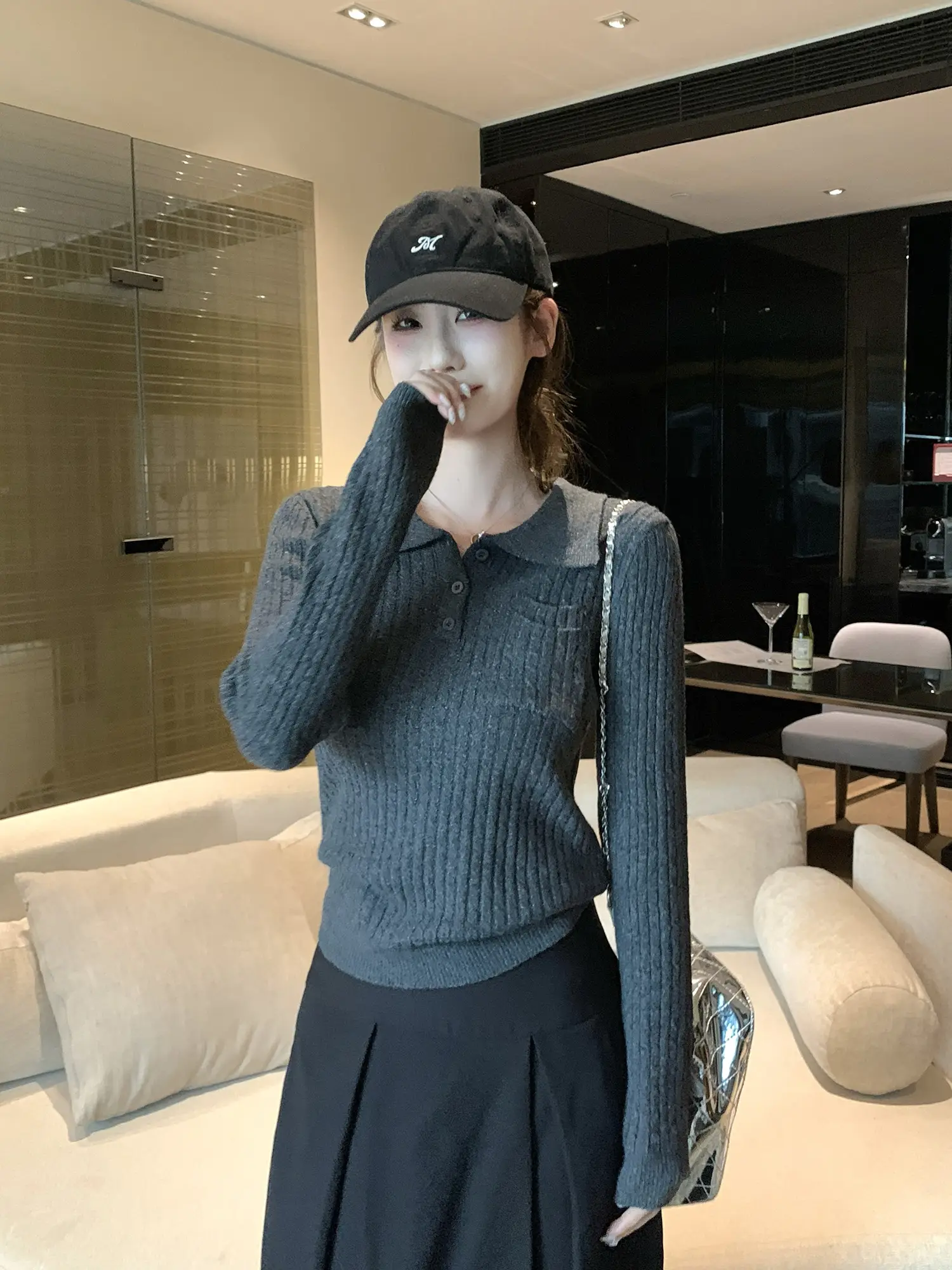 폴드 칼라 니트 이너 상세 이미지 31