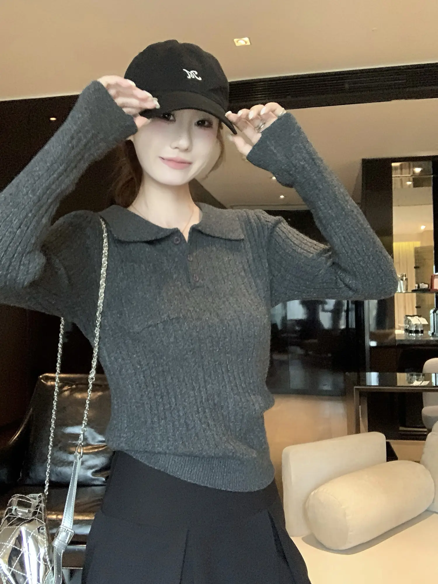 폴드 칼라 니트 이너 상세 이미지 32