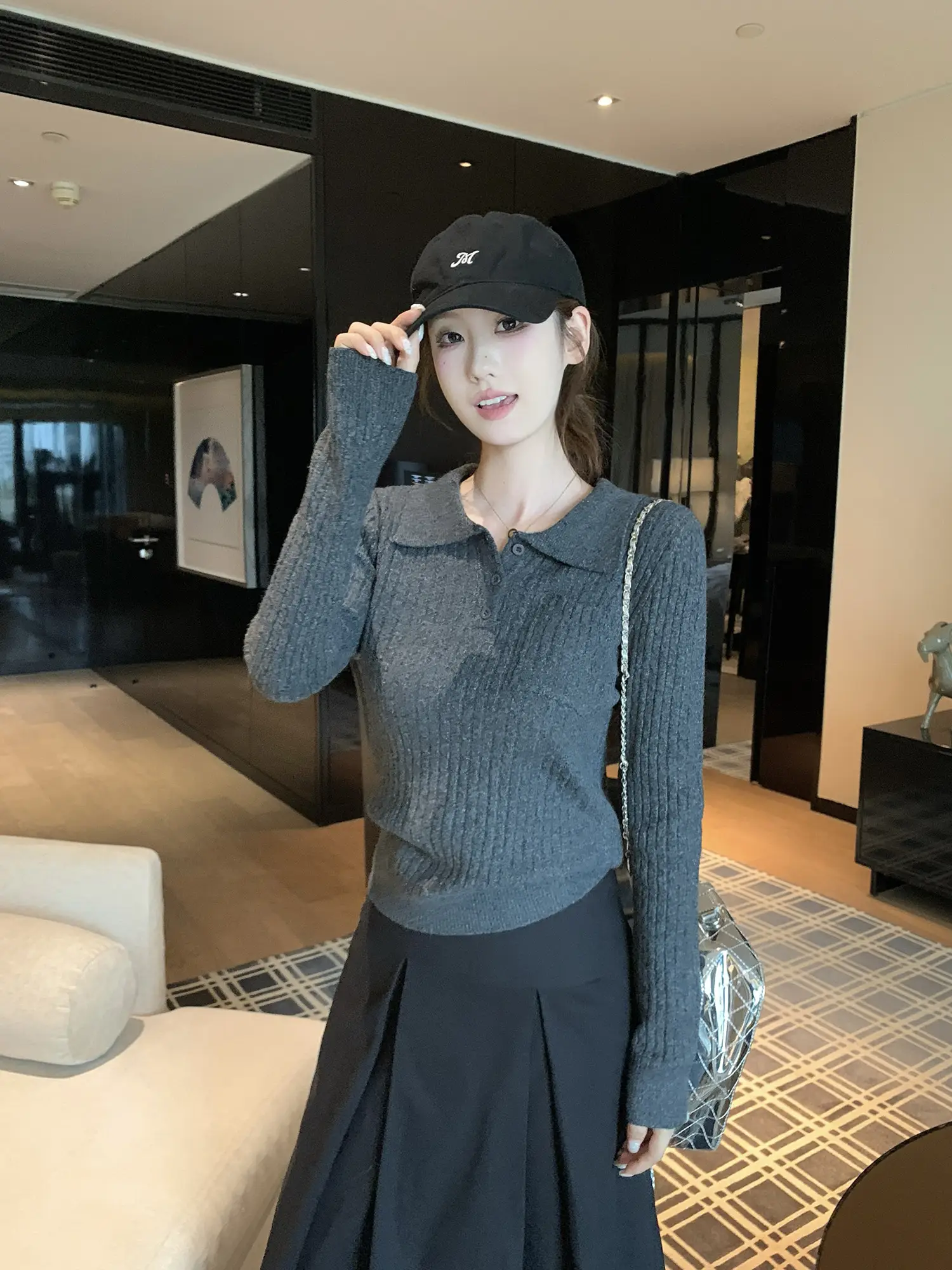 폴드 칼라 니트 이너 상세 이미지 33