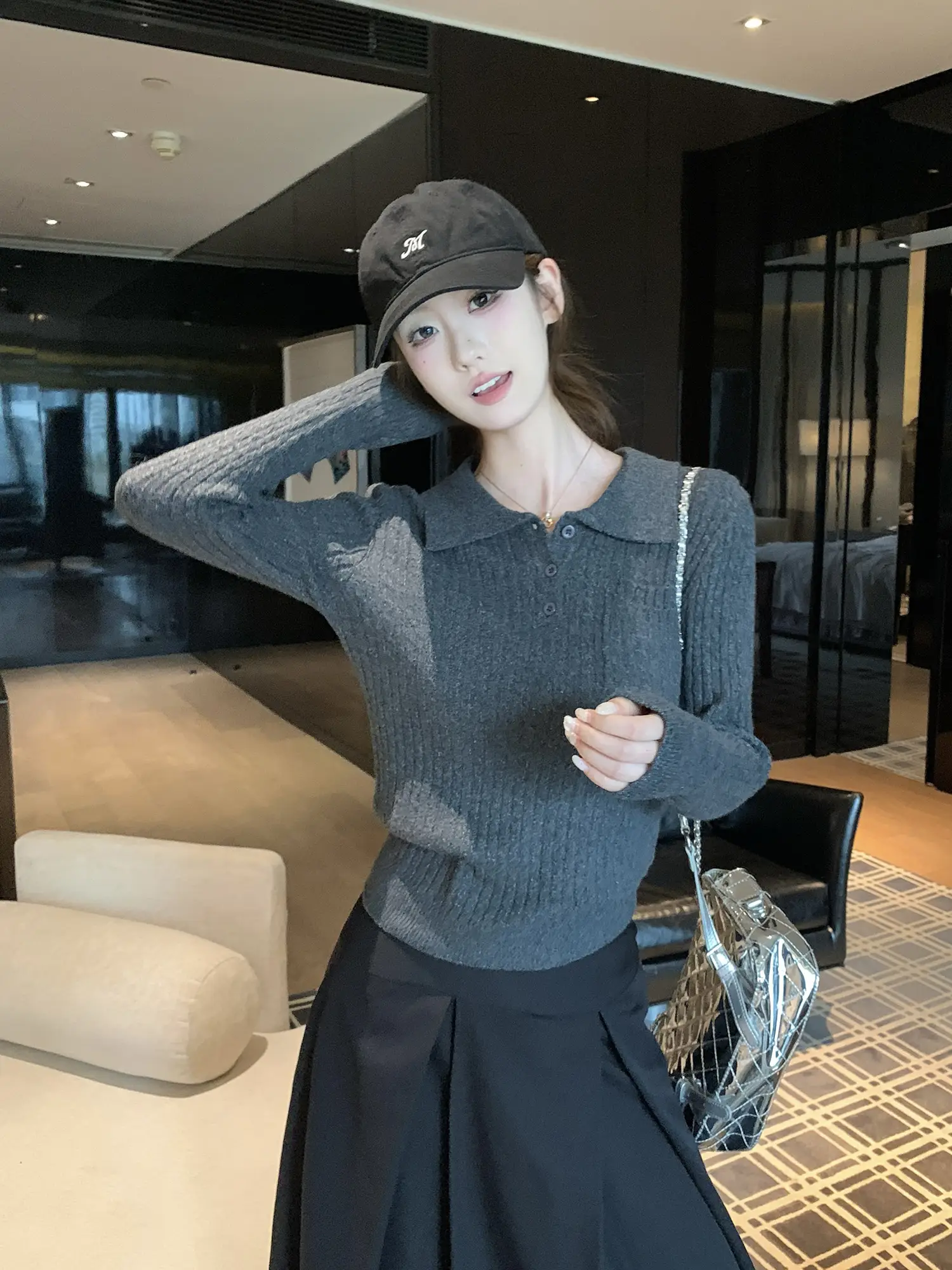 폴드 칼라 니트 이너 상세 이미지 34