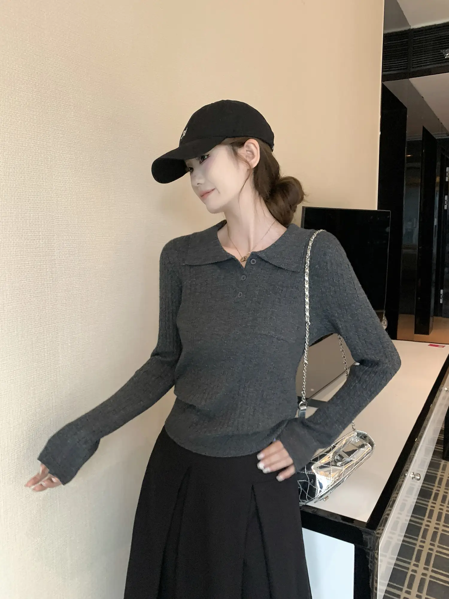 폴드 칼라 니트 이너 상세 이미지 36