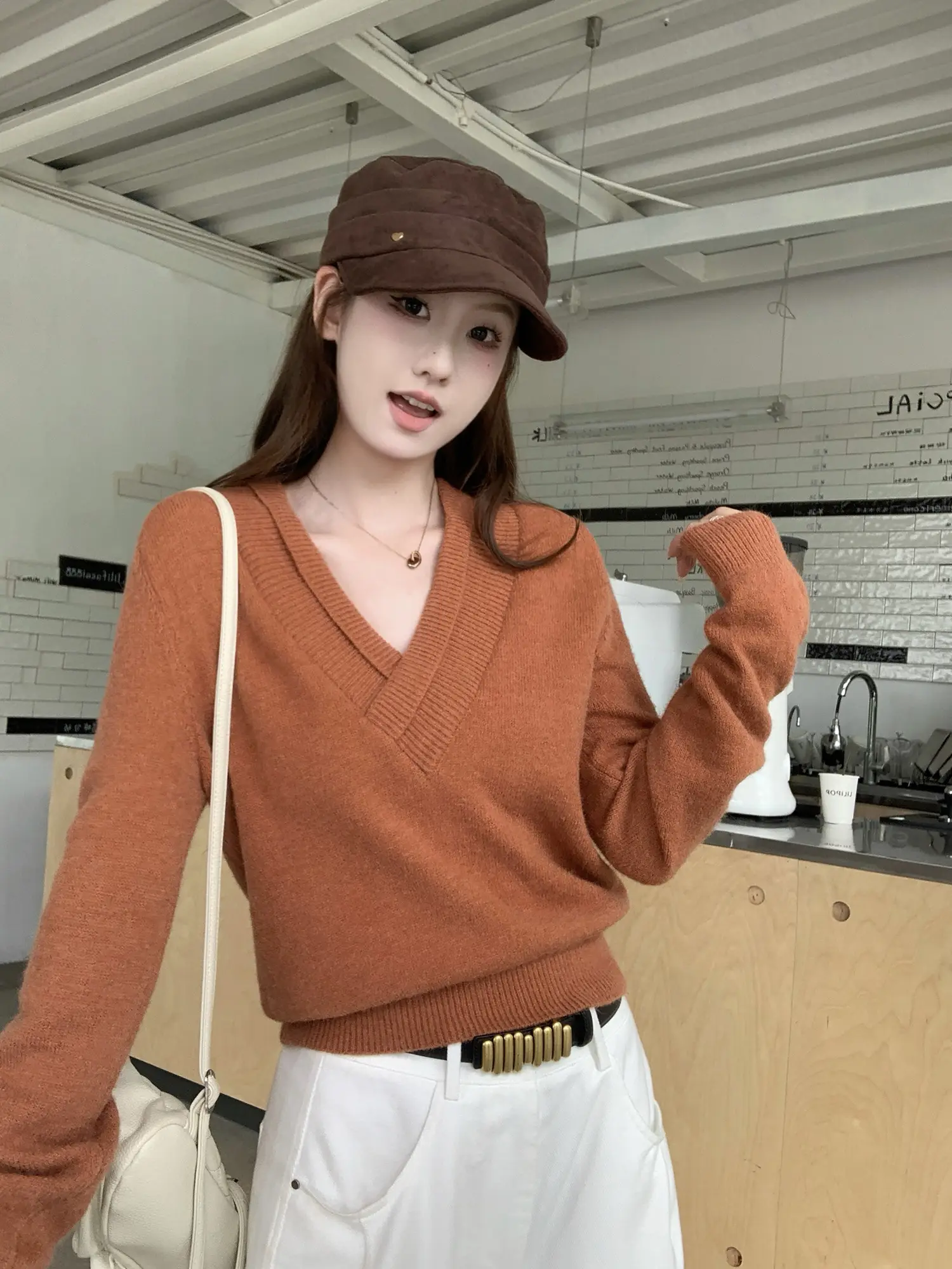 폴드 칼라 울 니트 상세 이미지 23