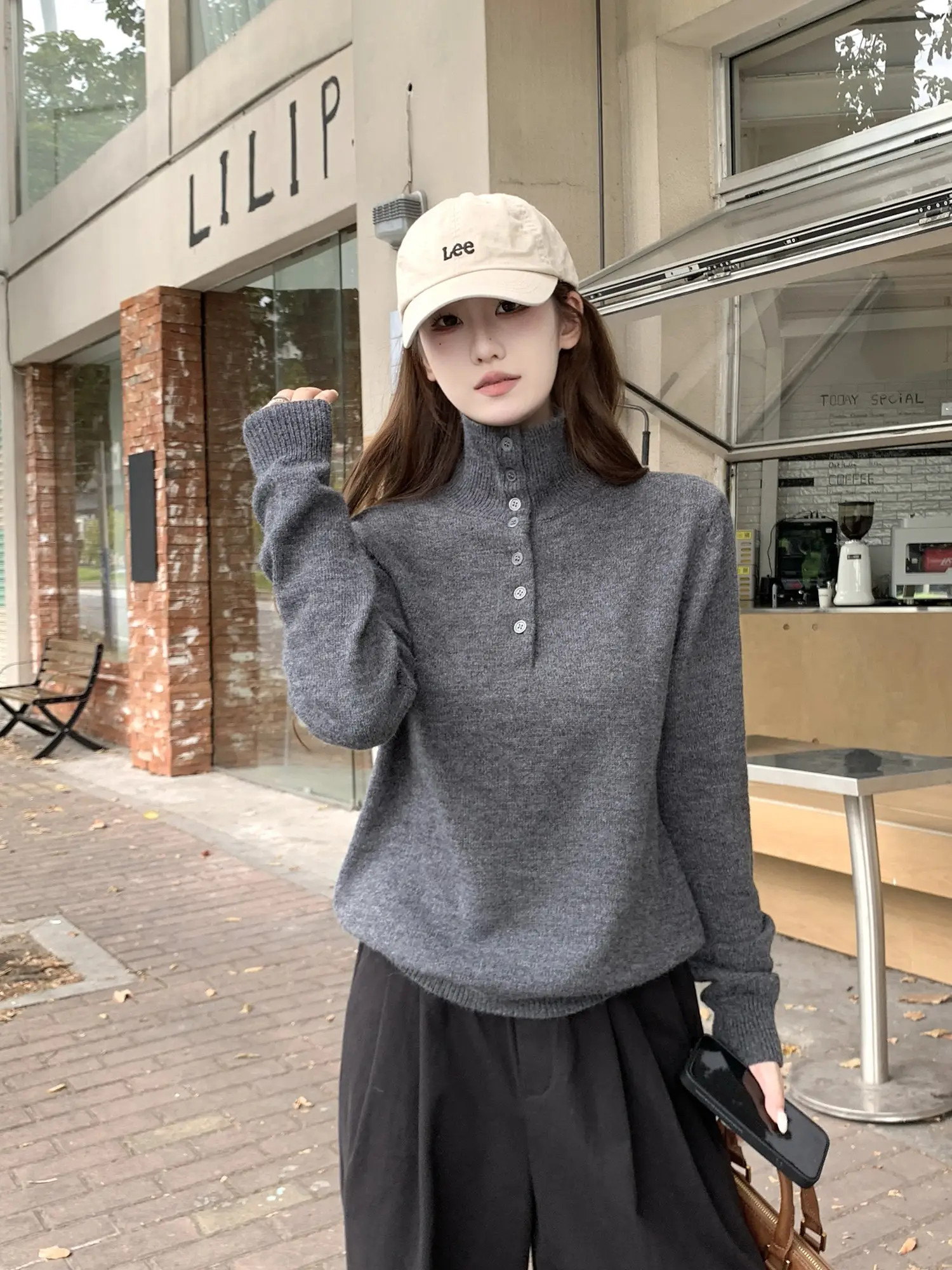 폴드 칼라 니트 상세 이미지 7