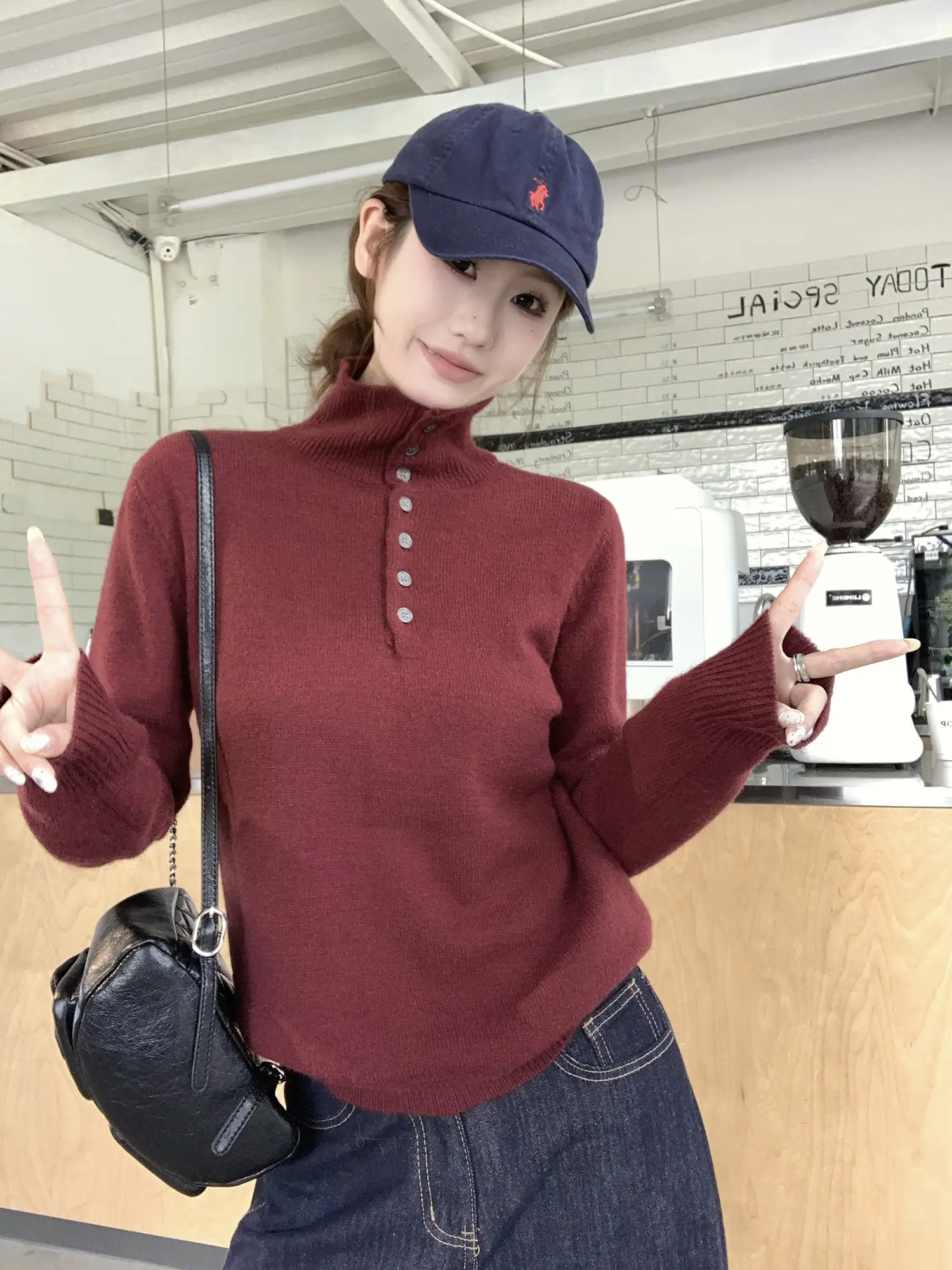 폴드 칼라 니트 상세 이미지 16