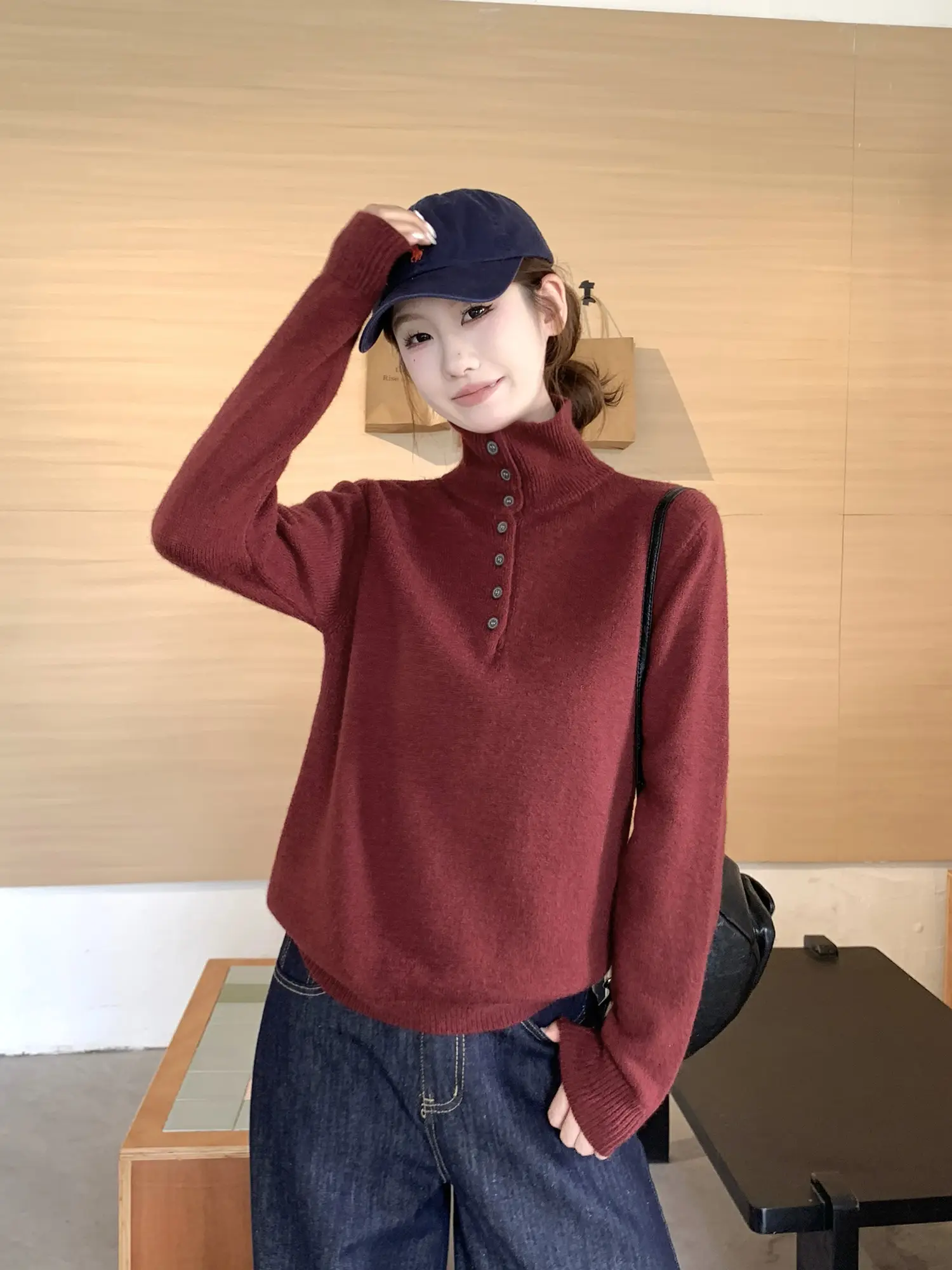 폴드 칼라 니트 상세 이미지 22