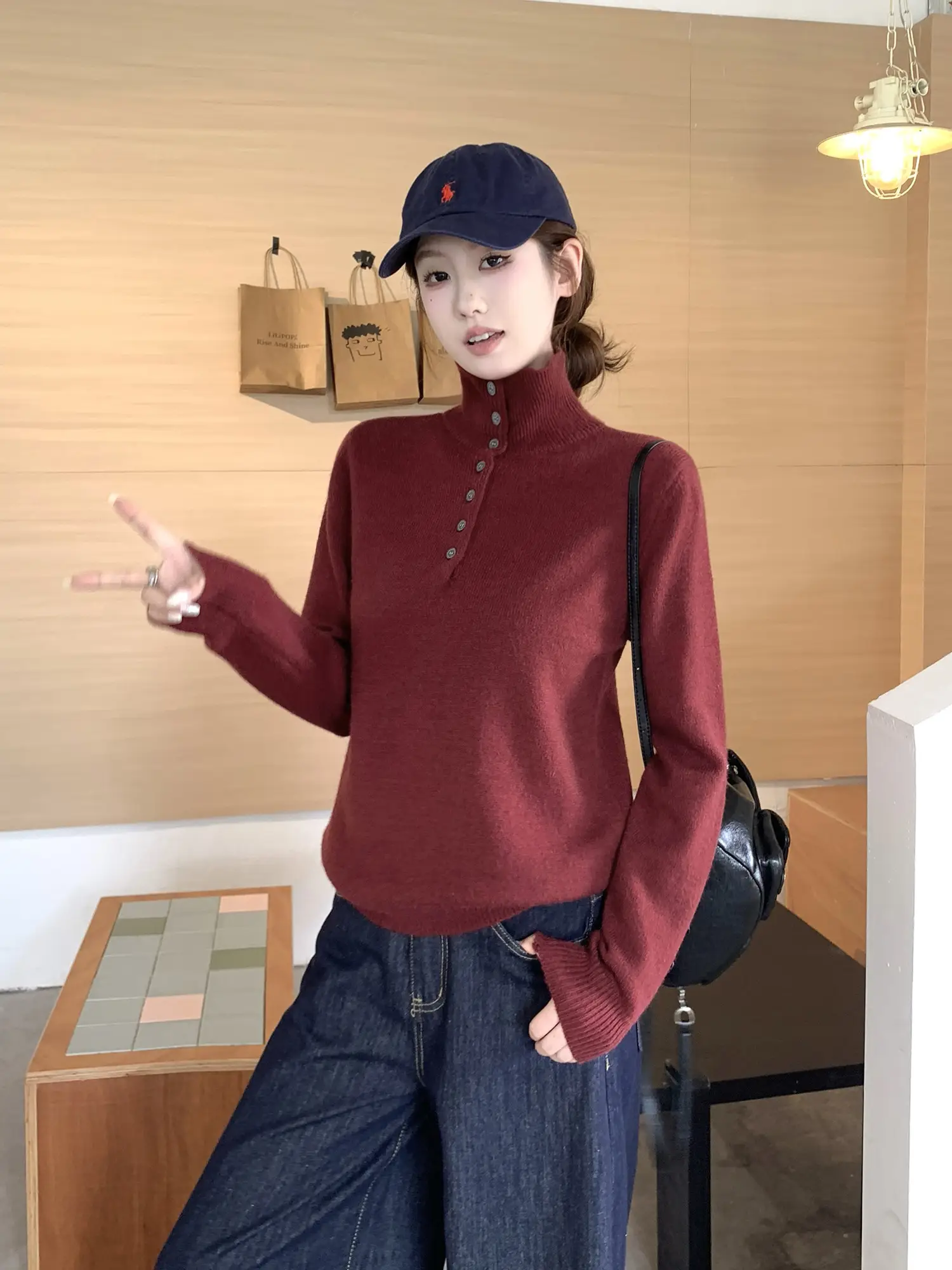 폴드 칼라 니트 상세 이미지 23