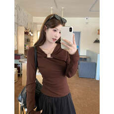 批发实拍~早秋法式<b class='q'>气质</b>修身内搭打底衫上衣