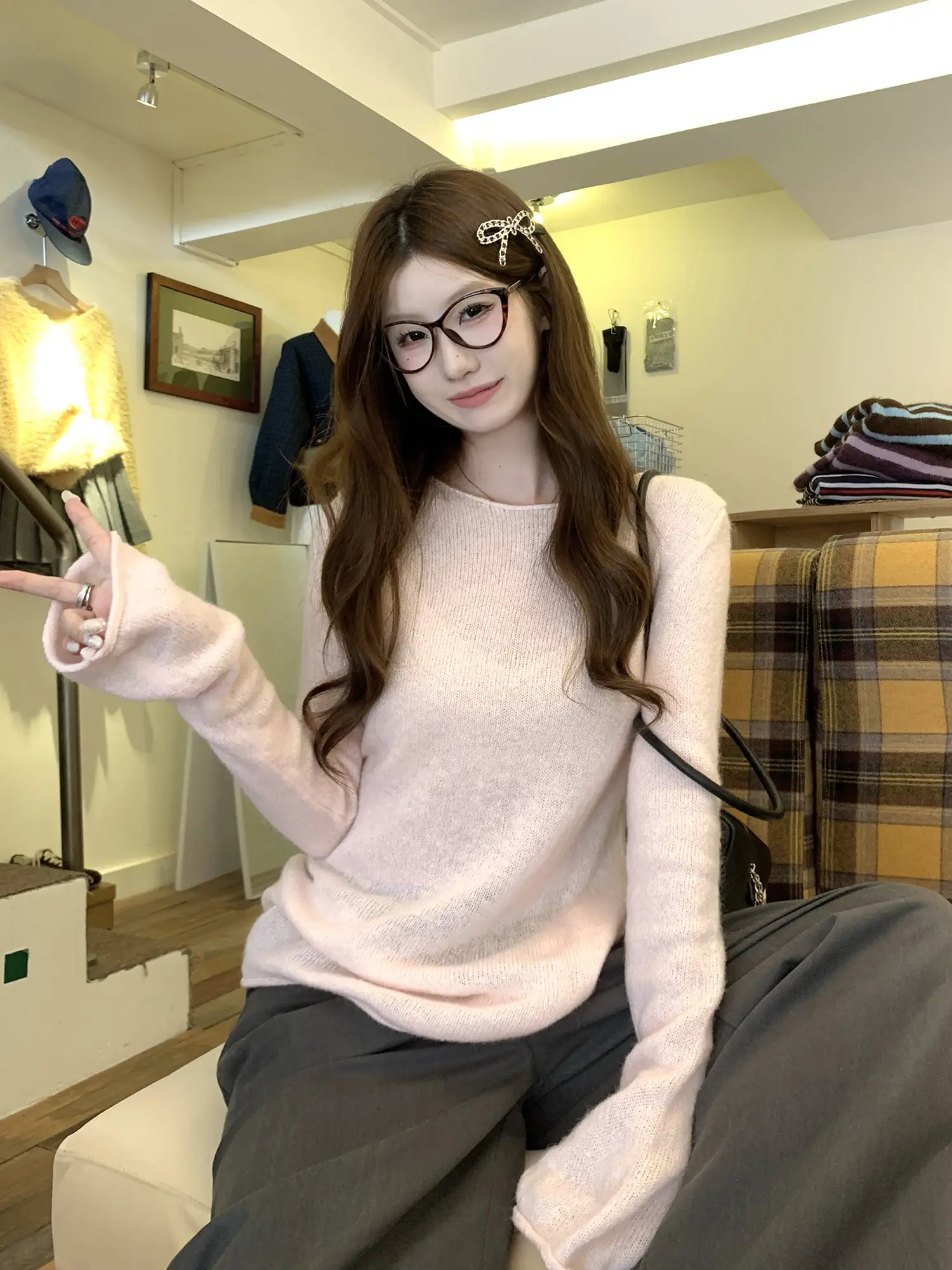 핑크 레이어드 니트 상세 이미지 3