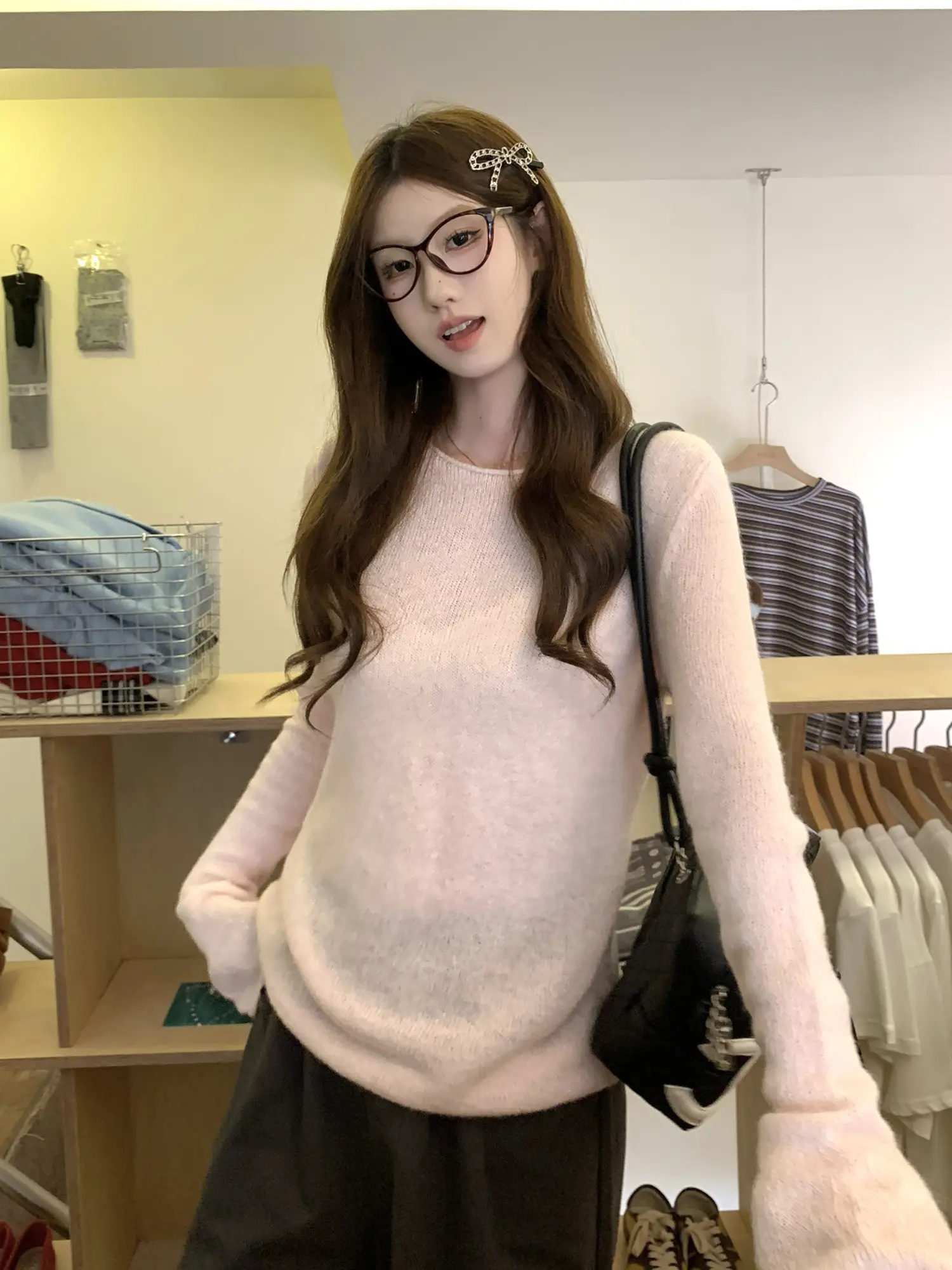 핑크 레이어드 니트 상세 이미지 4