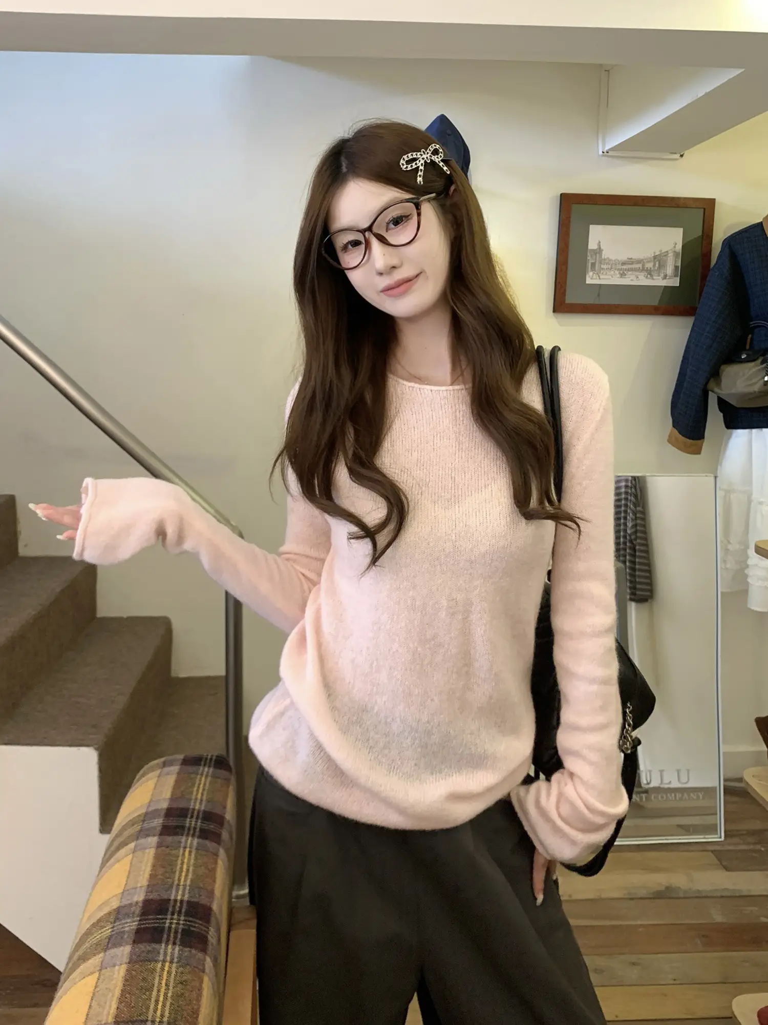 핑크 레이어드 니트 상세 이미지 5