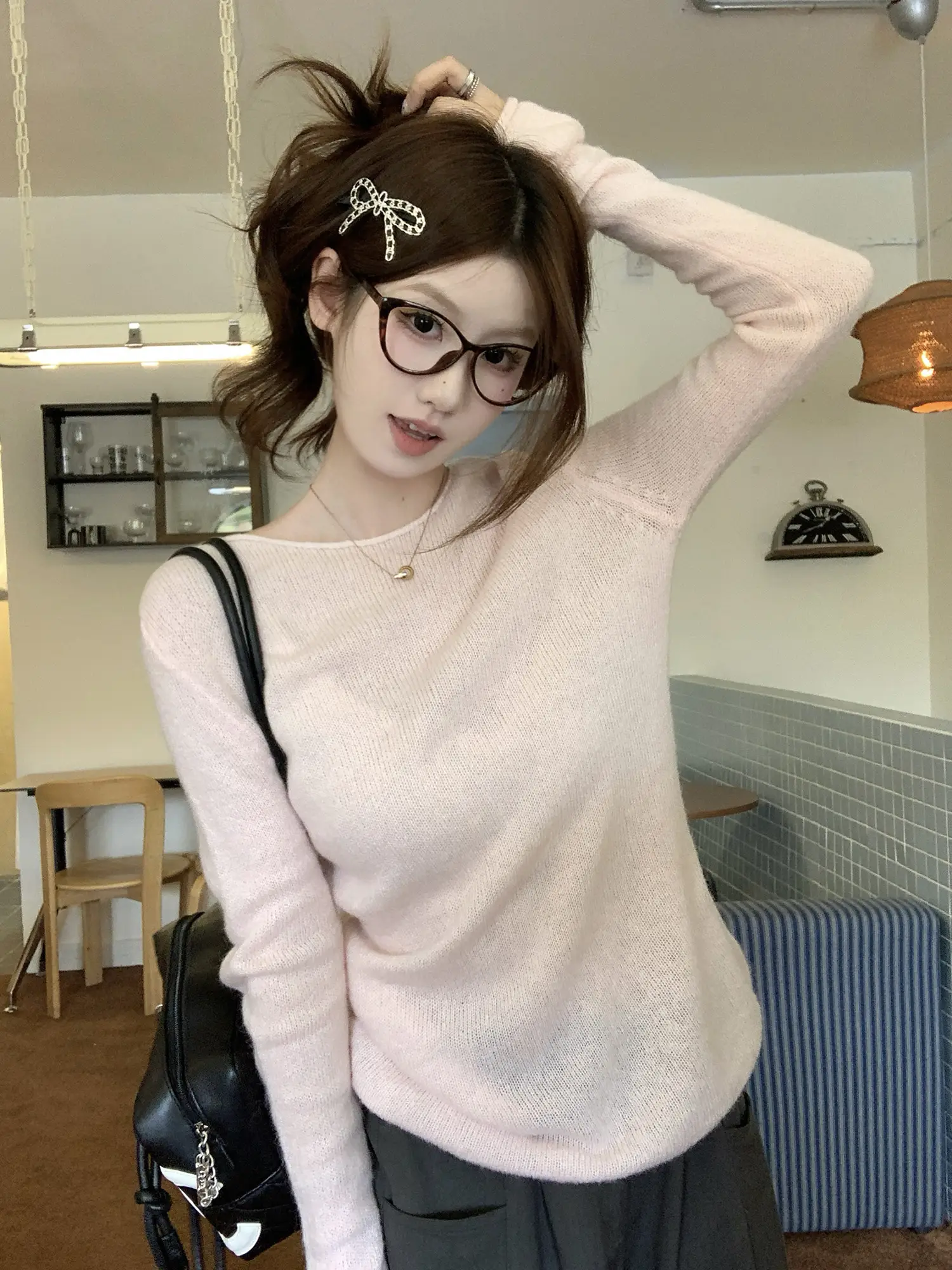 핑크 레이어드 니트 상세 이미지 7