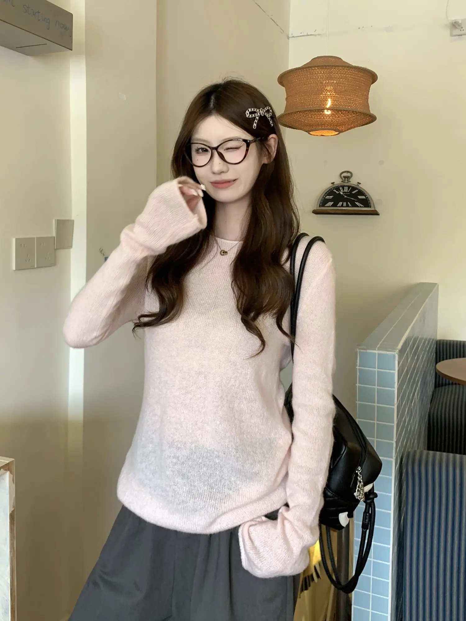 핑크 레이어드 니트 상세 이미지 9