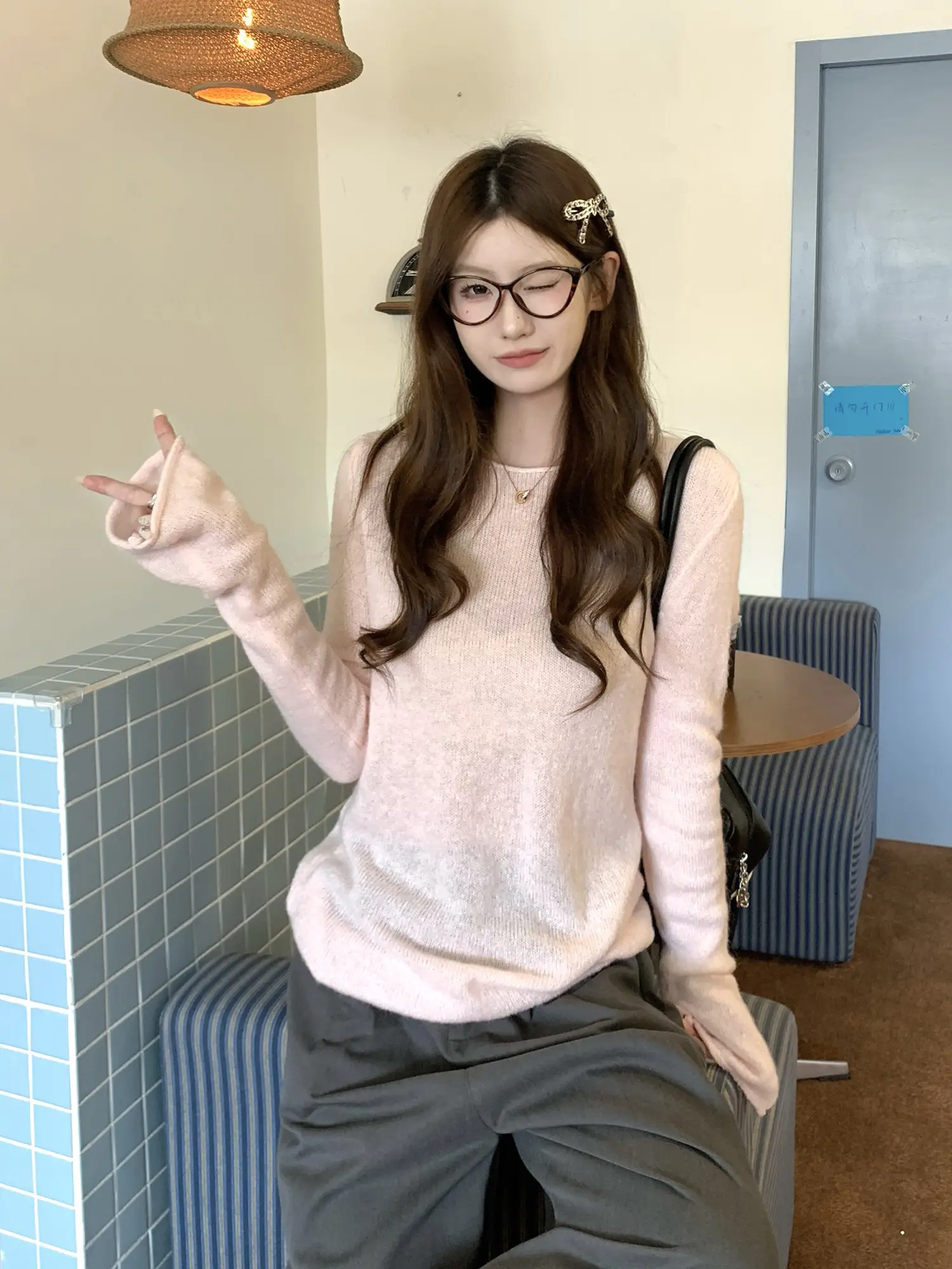 핑크 레이어드 니트 상세 이미지 11