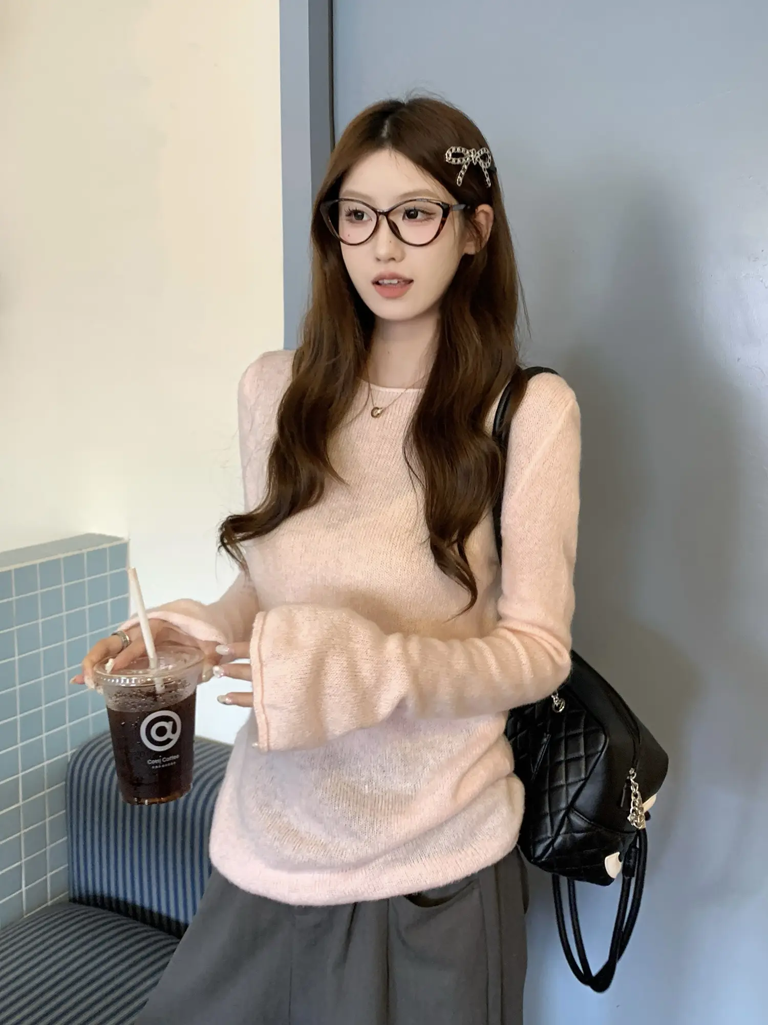 핑크 레이어드 니트 상세 이미지 12