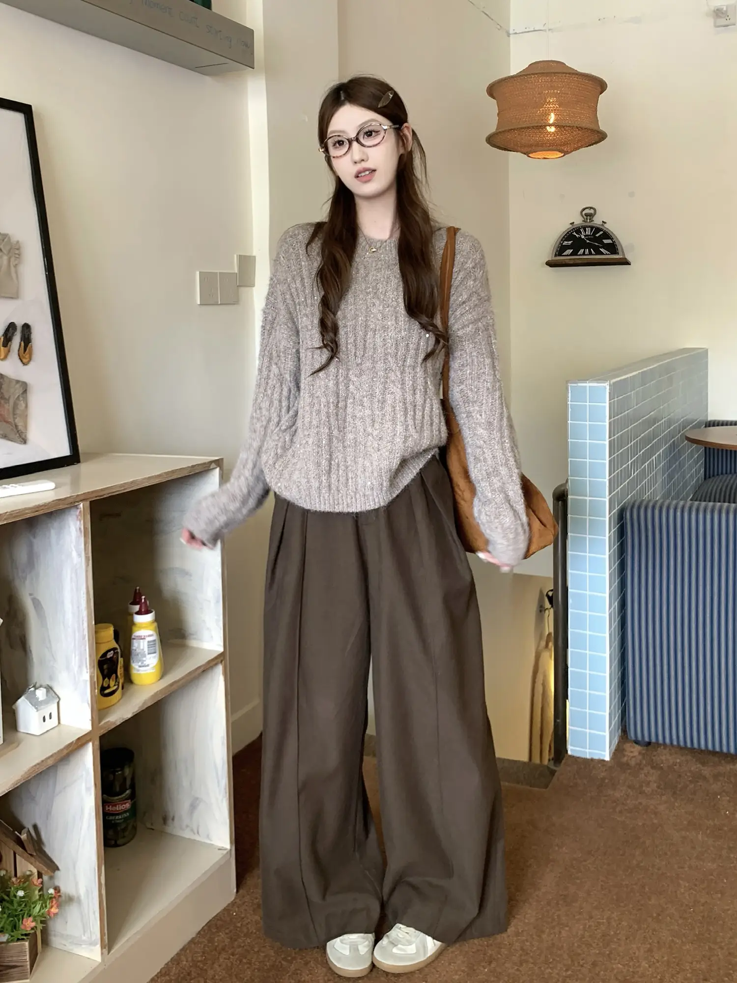 샤넬풍 그레이 케이블 니트 상세 이미지 8
