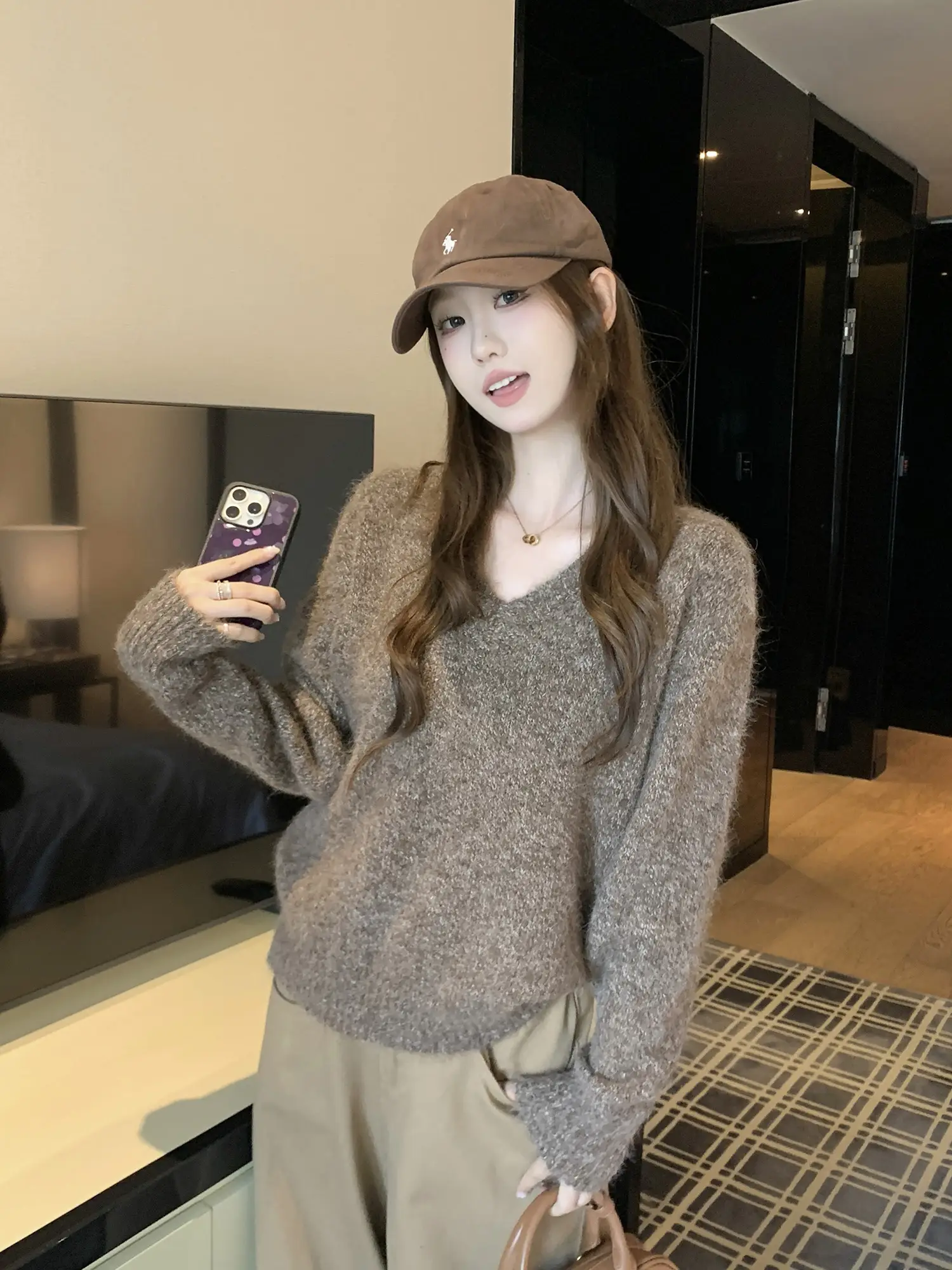 빈티지 V넥 루즈 니트 상세 이미지 12