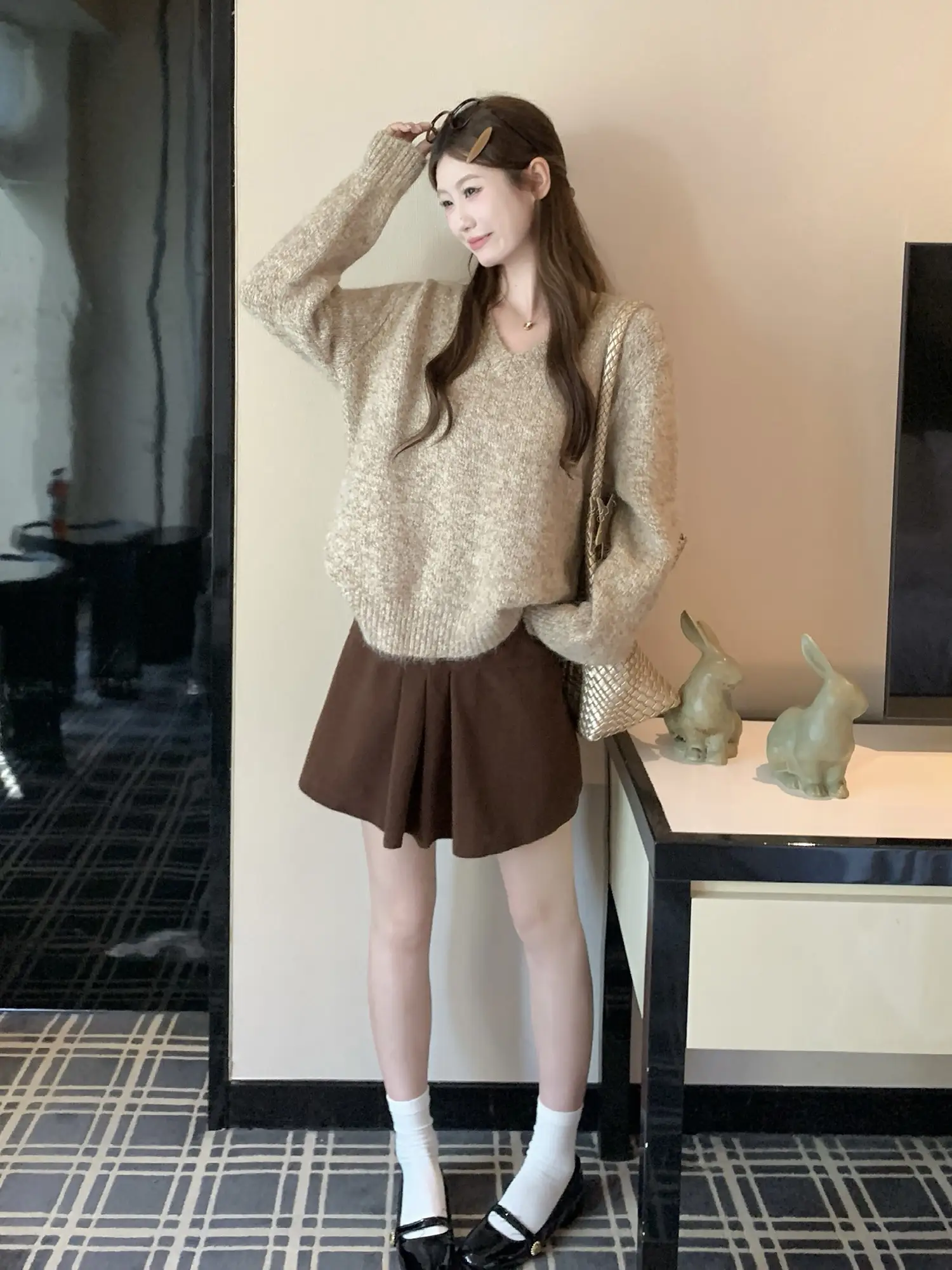 빈티지 V넥 루즈 니트 상세 이미지 15