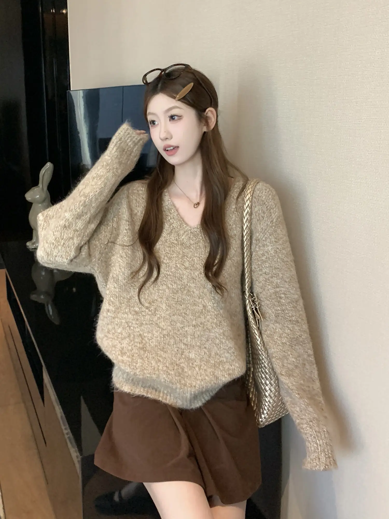 빈티지 V넥 루즈 니트 상세 이미지 18