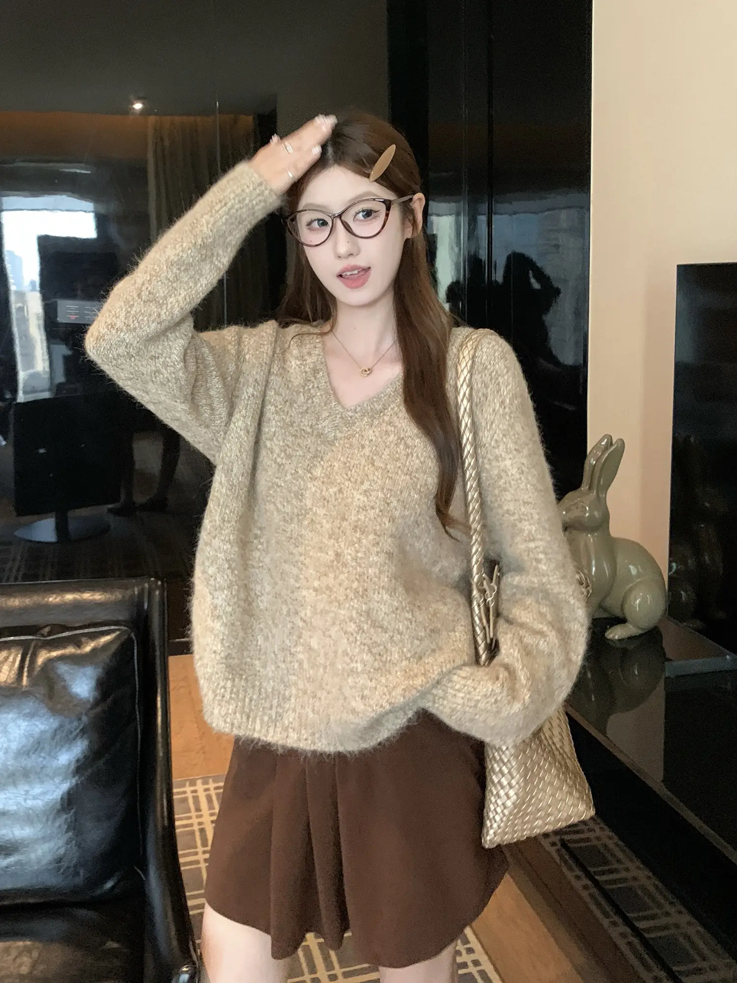 빈티지 V넥 루즈 니트 상세 이미지 19
