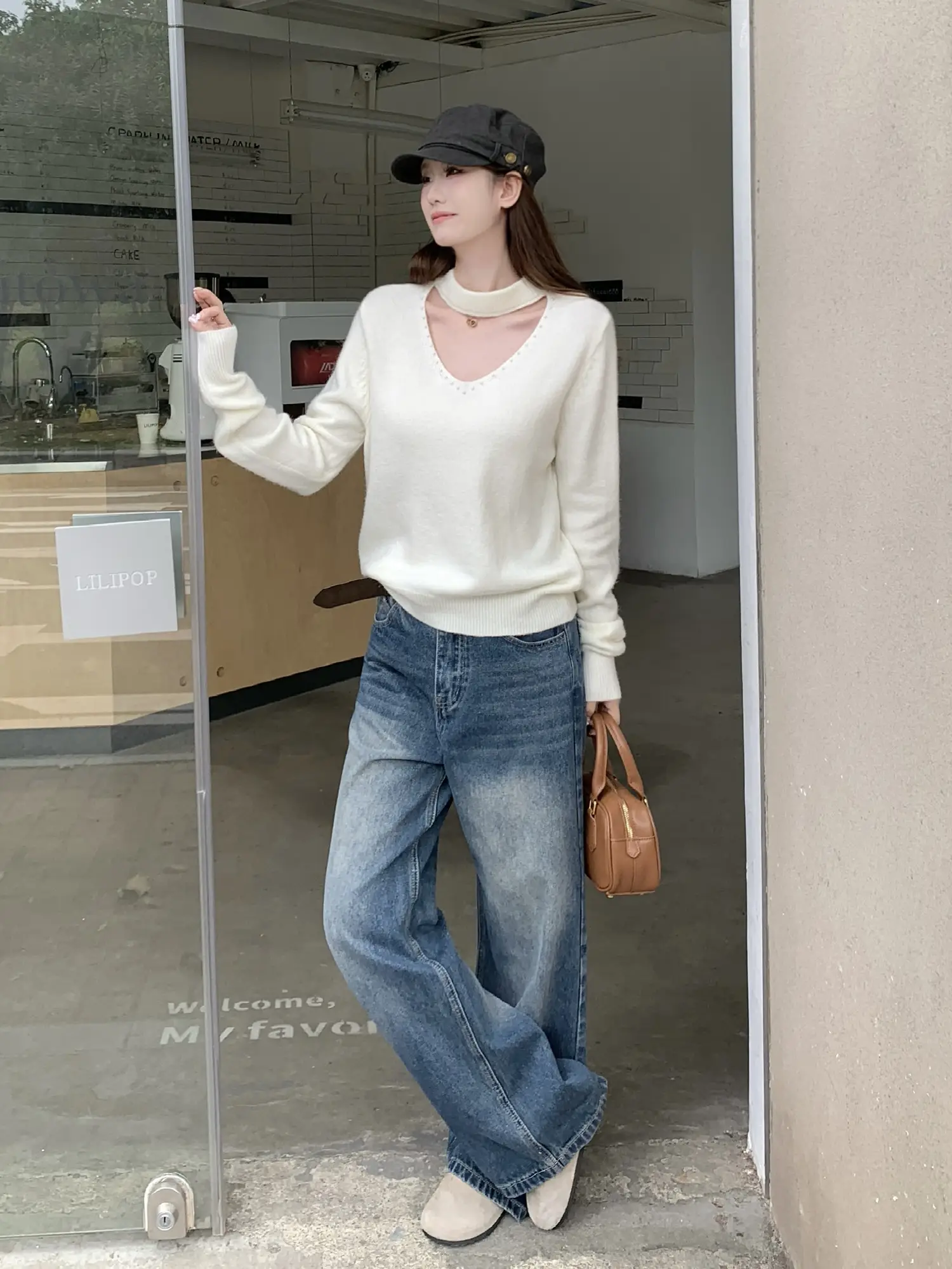 홀터넥 V넥 니트 상세 이미지 7