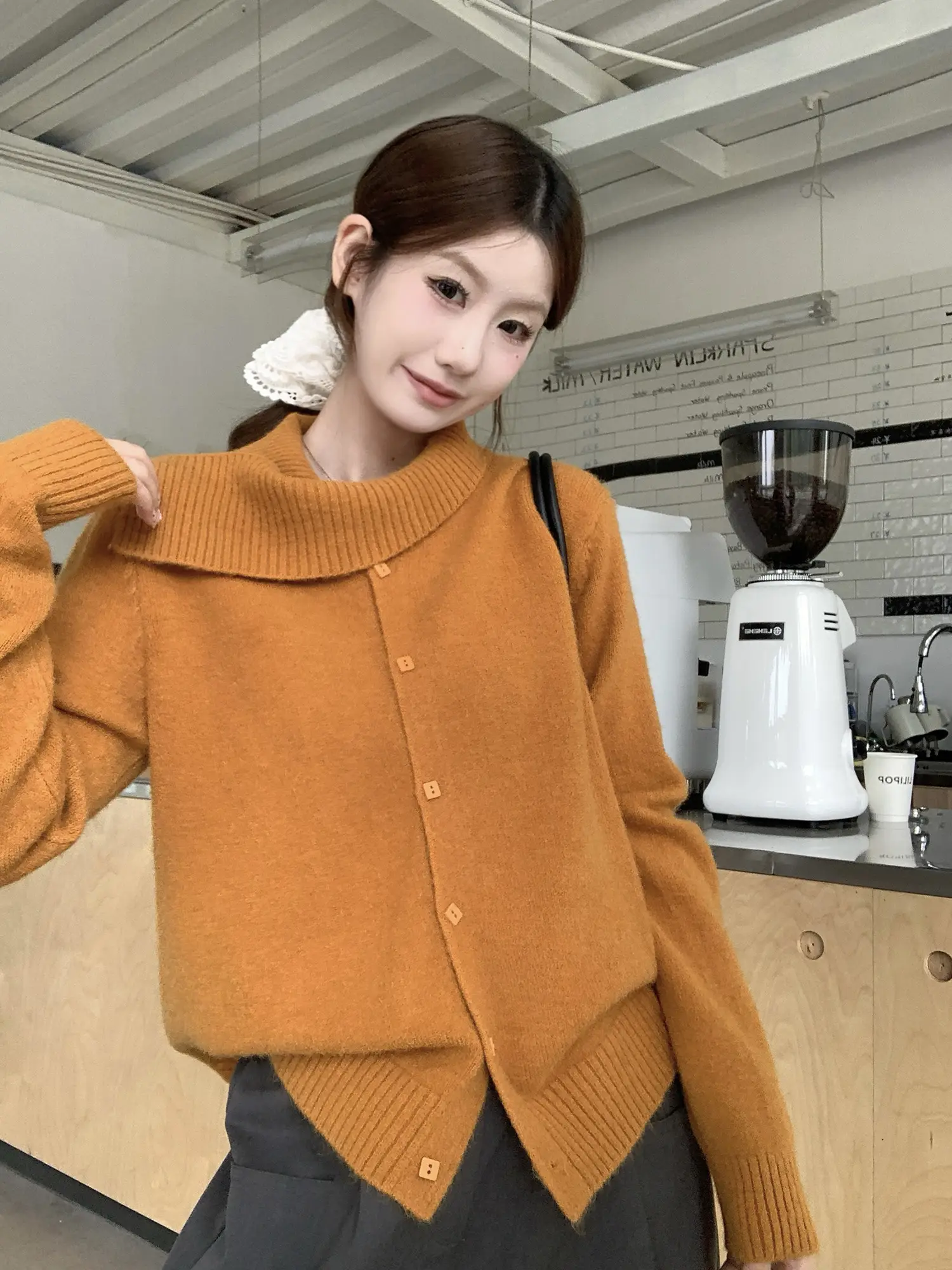 한국인기 프릴 니트 가디건 상세 이미지 9