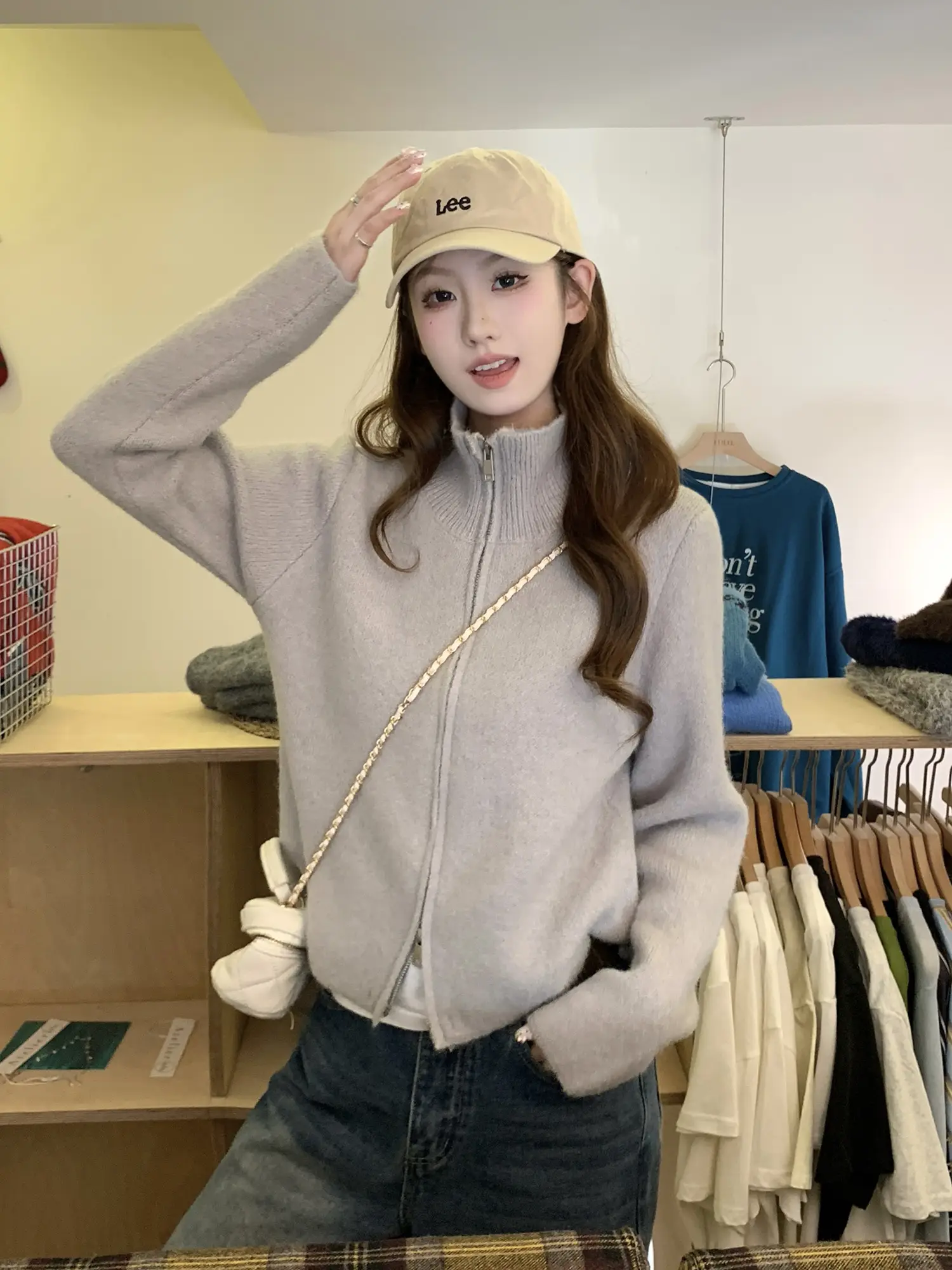 지퍼 니트 가디건 상세 이미지 4
