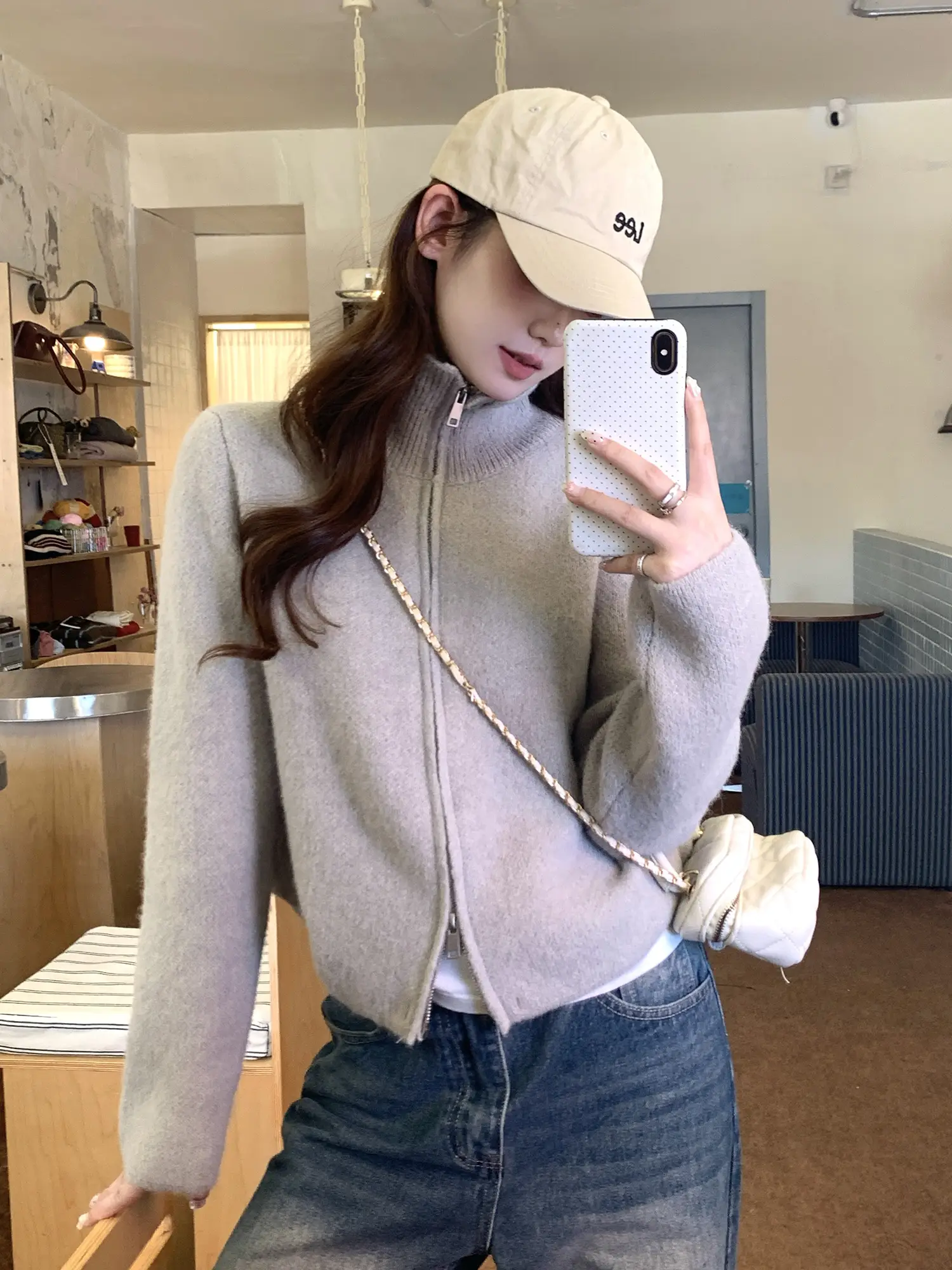 지퍼 니트 가디건 상세 이미지 9