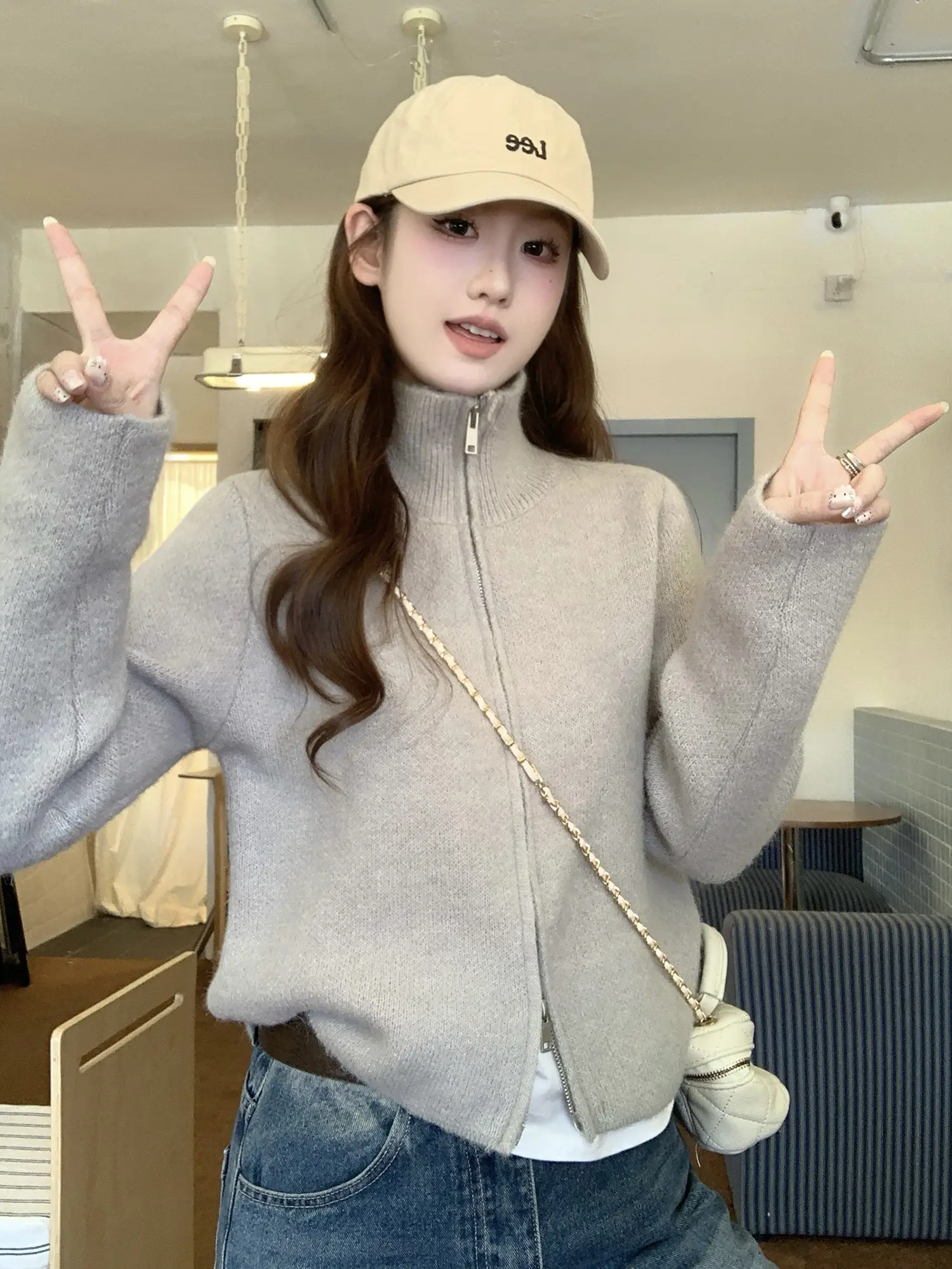 지퍼 니트 가디건 상세 이미지 11