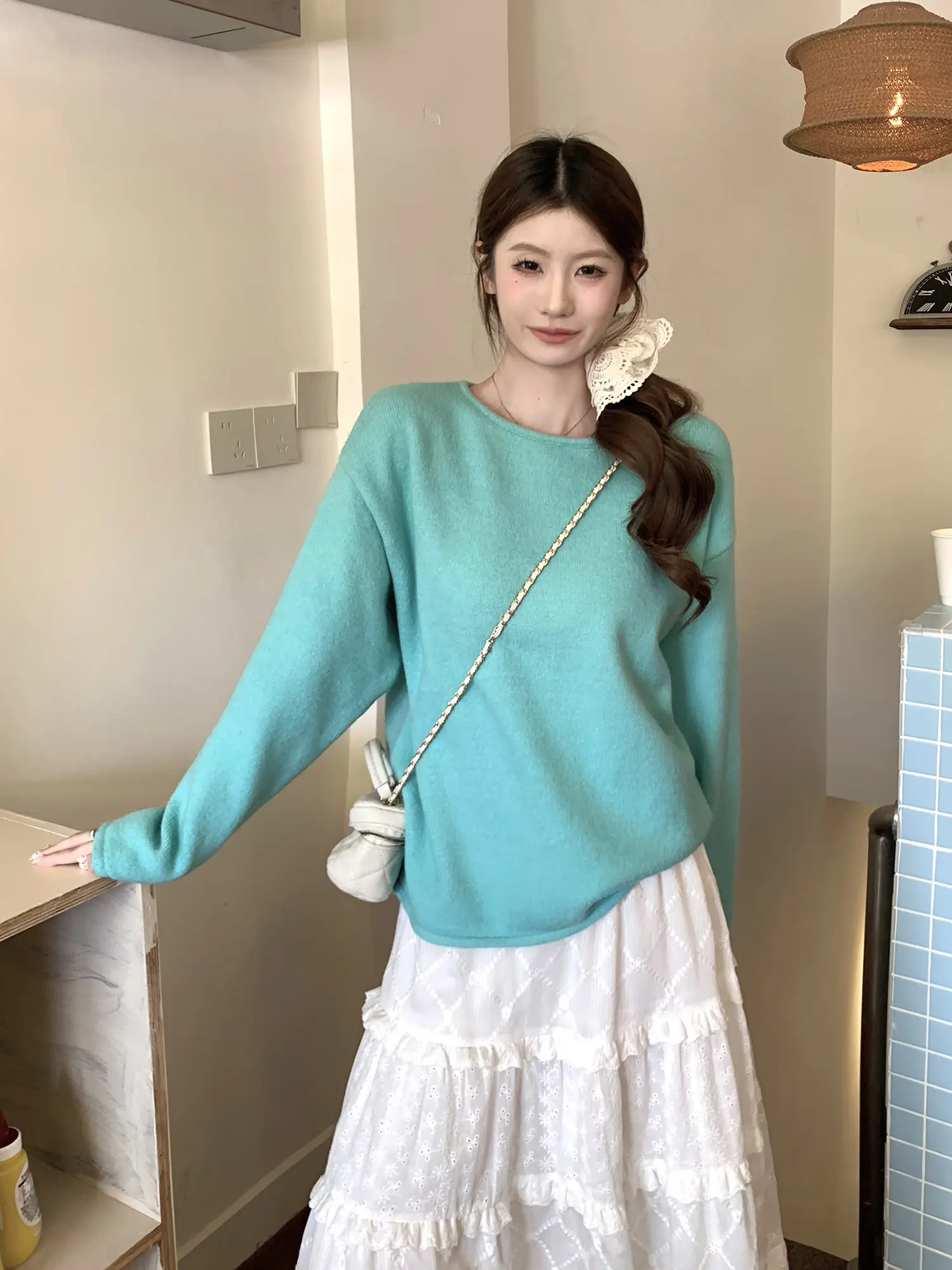 부드러운 블루 니트 상세 이미지 6