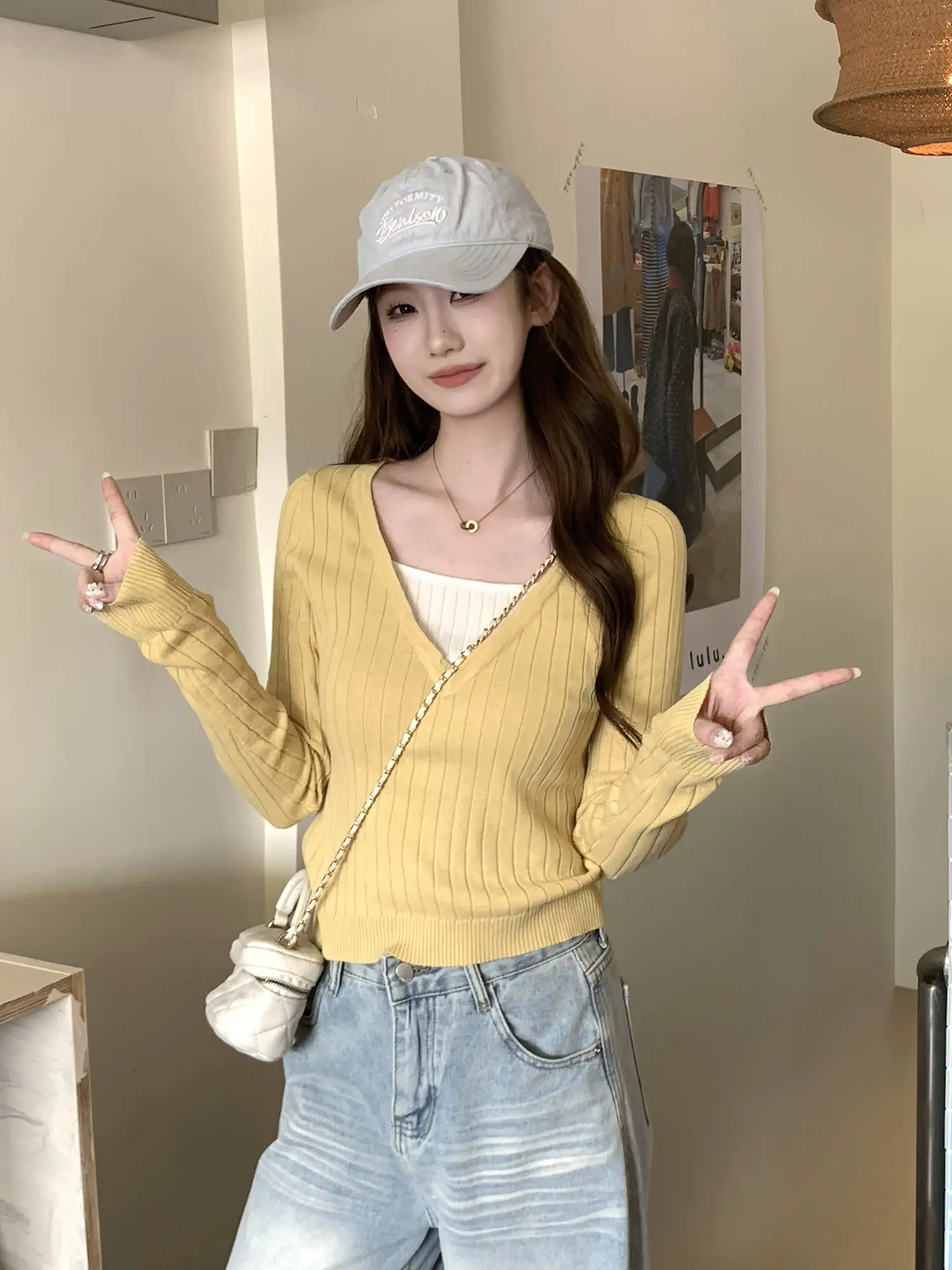 옐로우 니트 상세 이미지 7