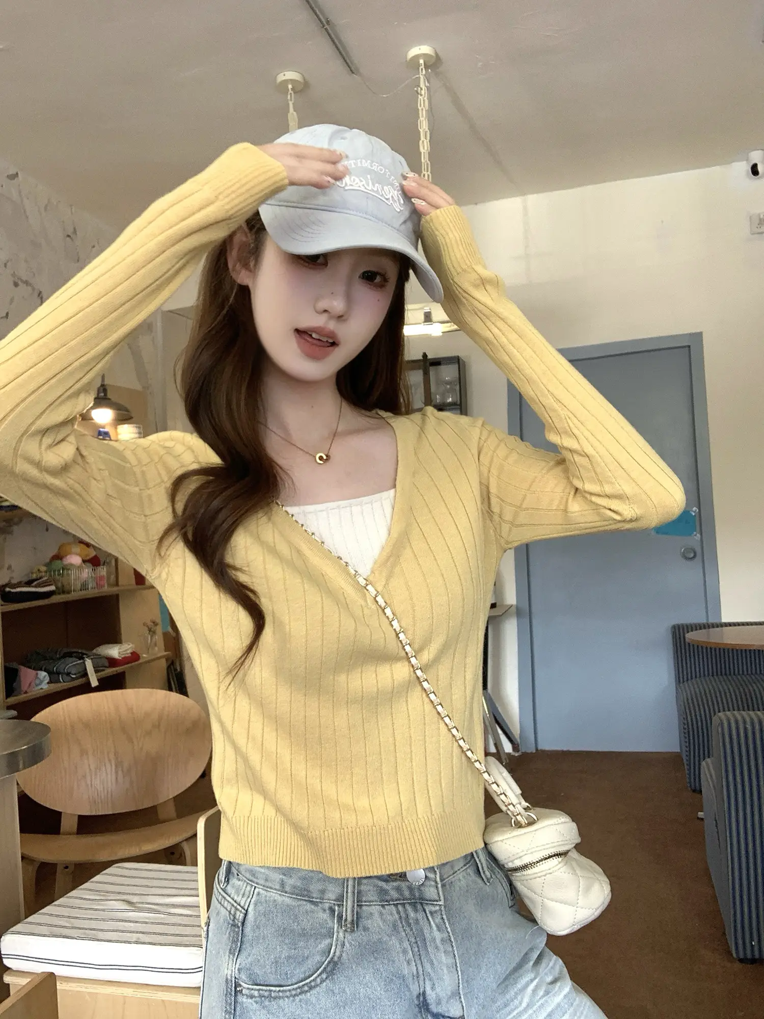 옐로우 니트 상세 이미지 9