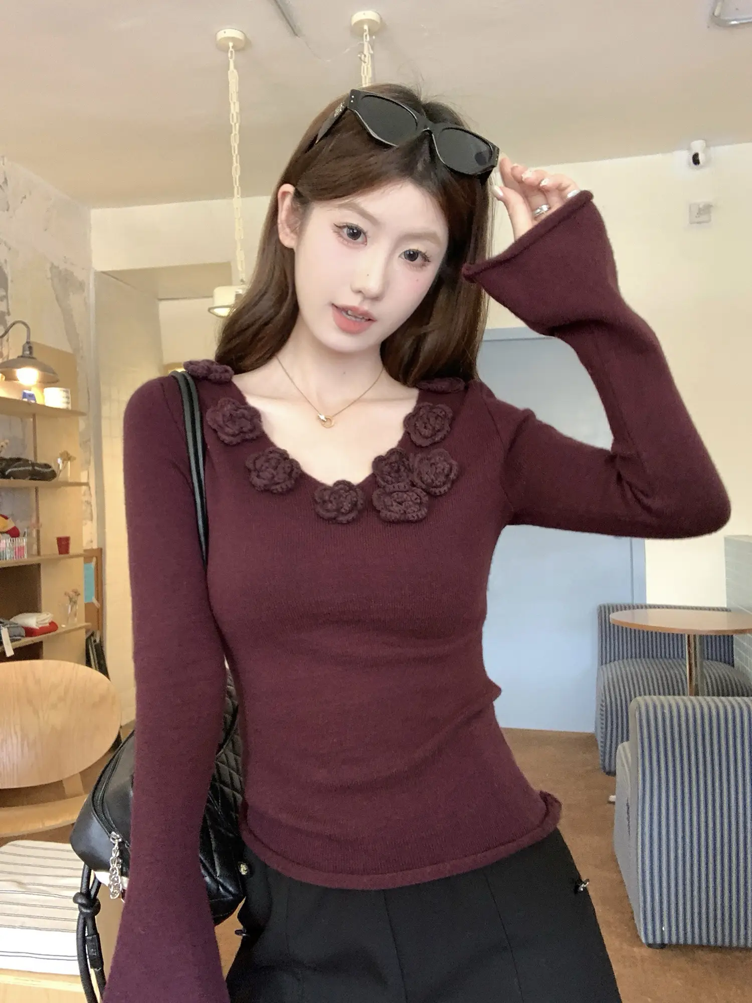 플라워 니트 티셔츠 상세 이미지 8
