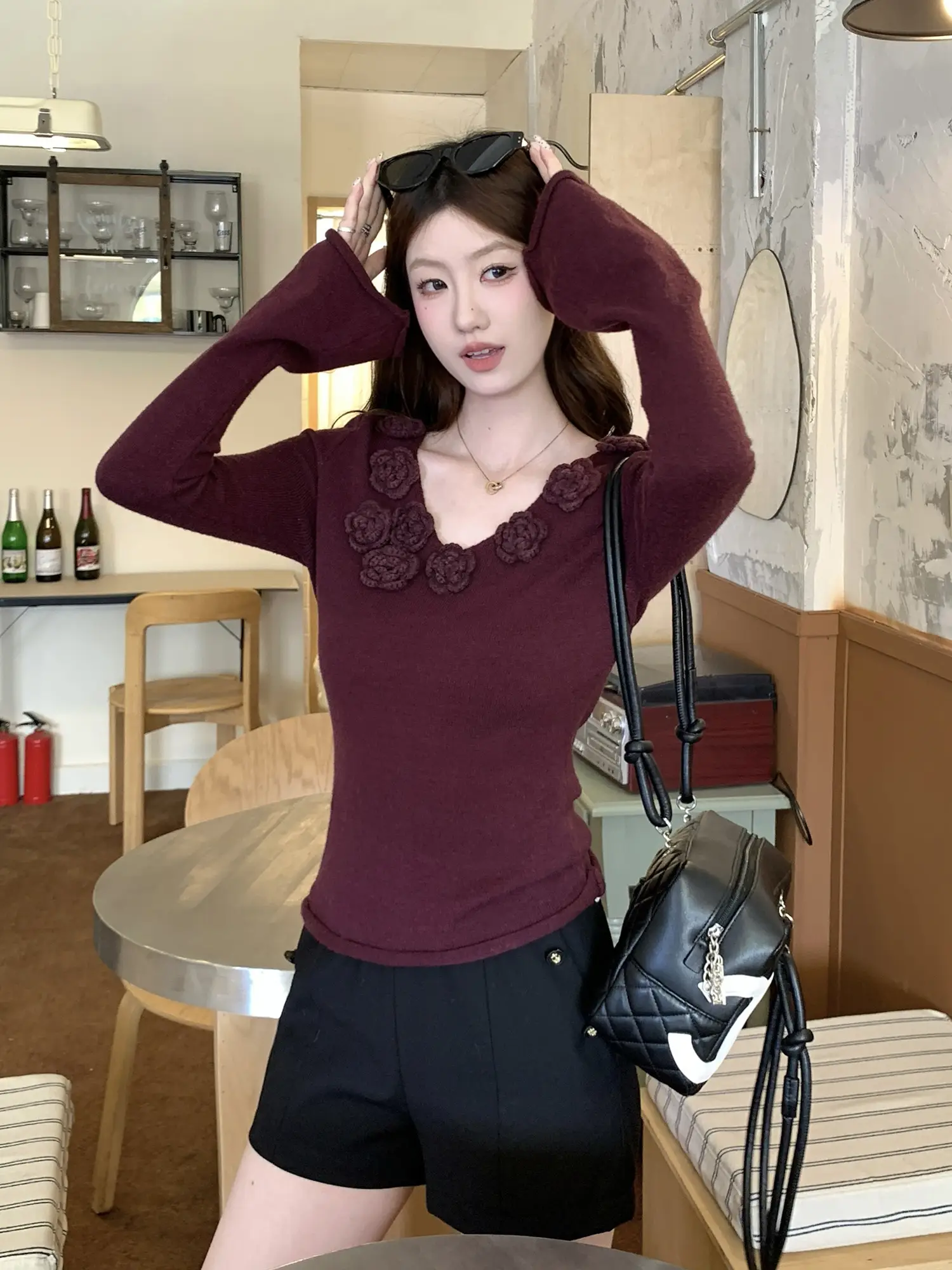 플라워 니트 티셔츠 상세 이미지 9