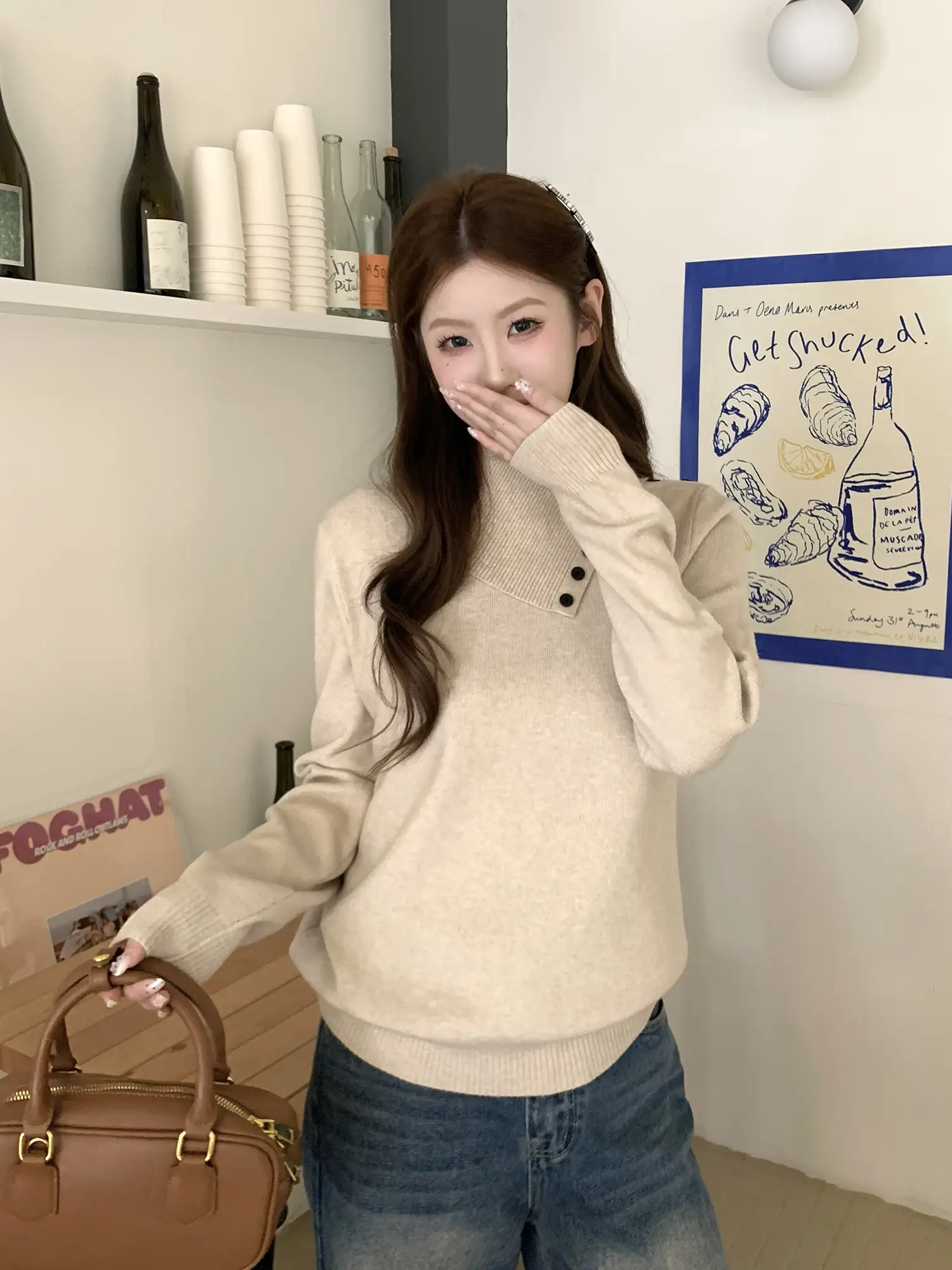 폴드 칼라 니트 상세 이미지 13