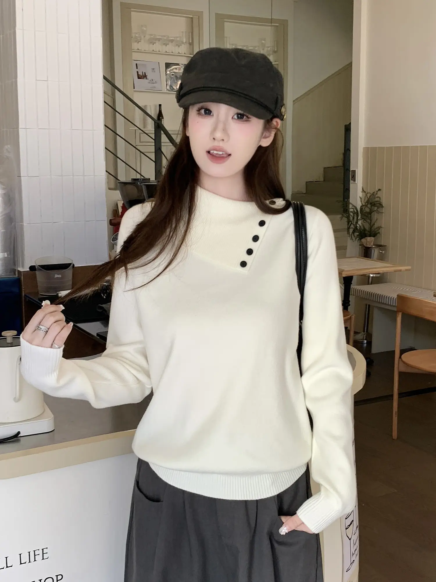 폴드 칼라 니트 상세 이미지 18